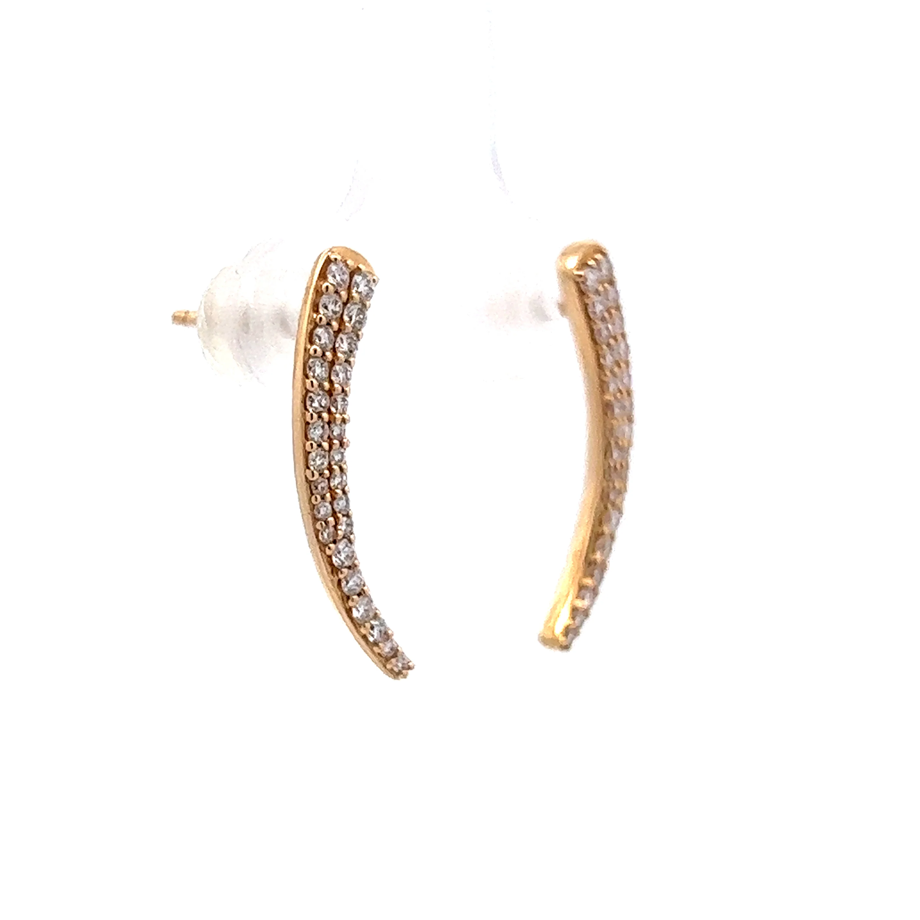 .44 Curved Diamond Stud Earrings in 14k Yellow Gold - Image 3