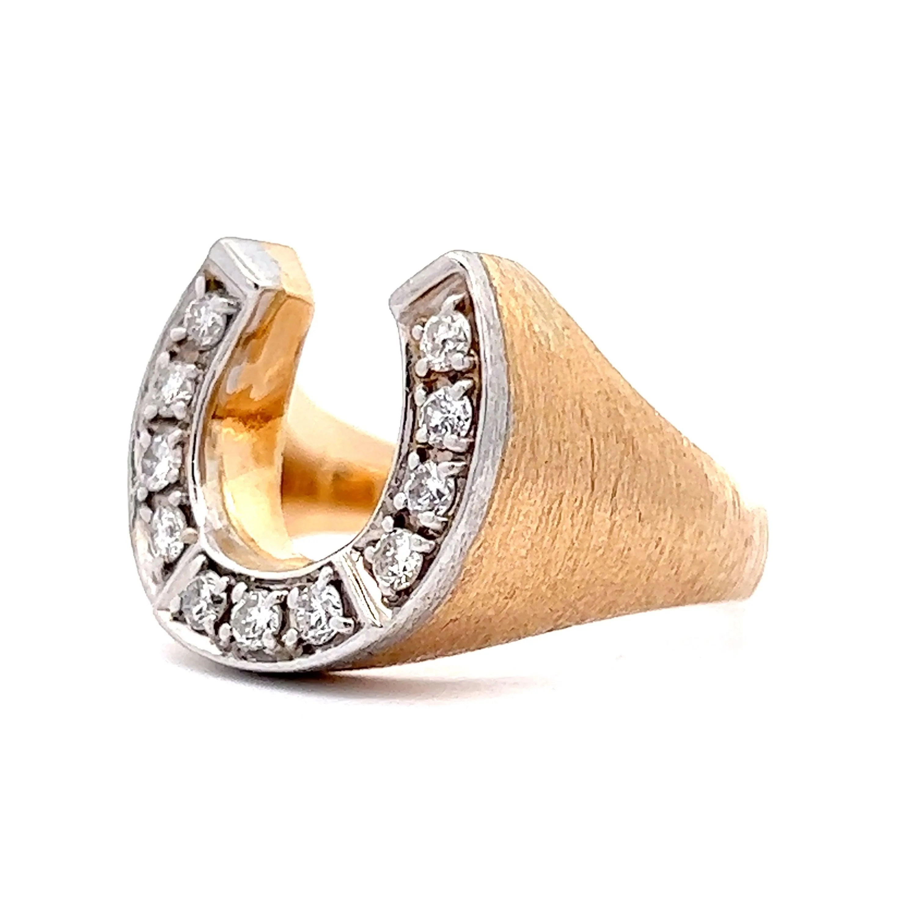 .44 Lucky Horseshoe Diamond Two-Tone Cocktail Ring - Image 2