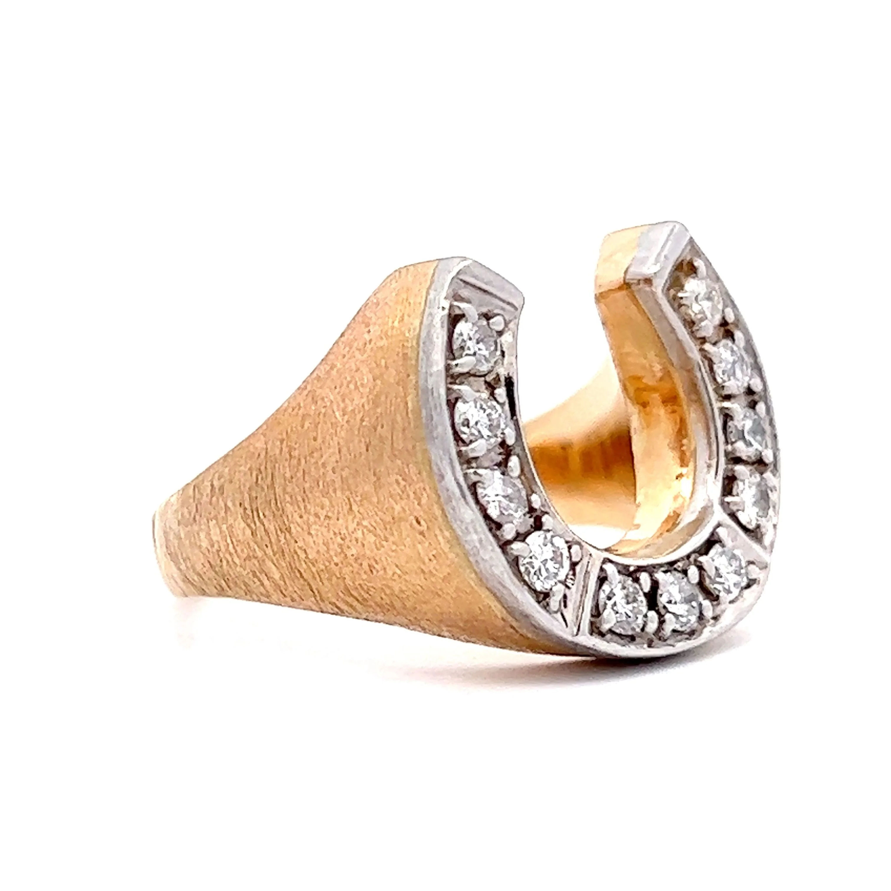 .44 Lucky Horseshoe Diamond Two-Tone Cocktail Ring - Image 3