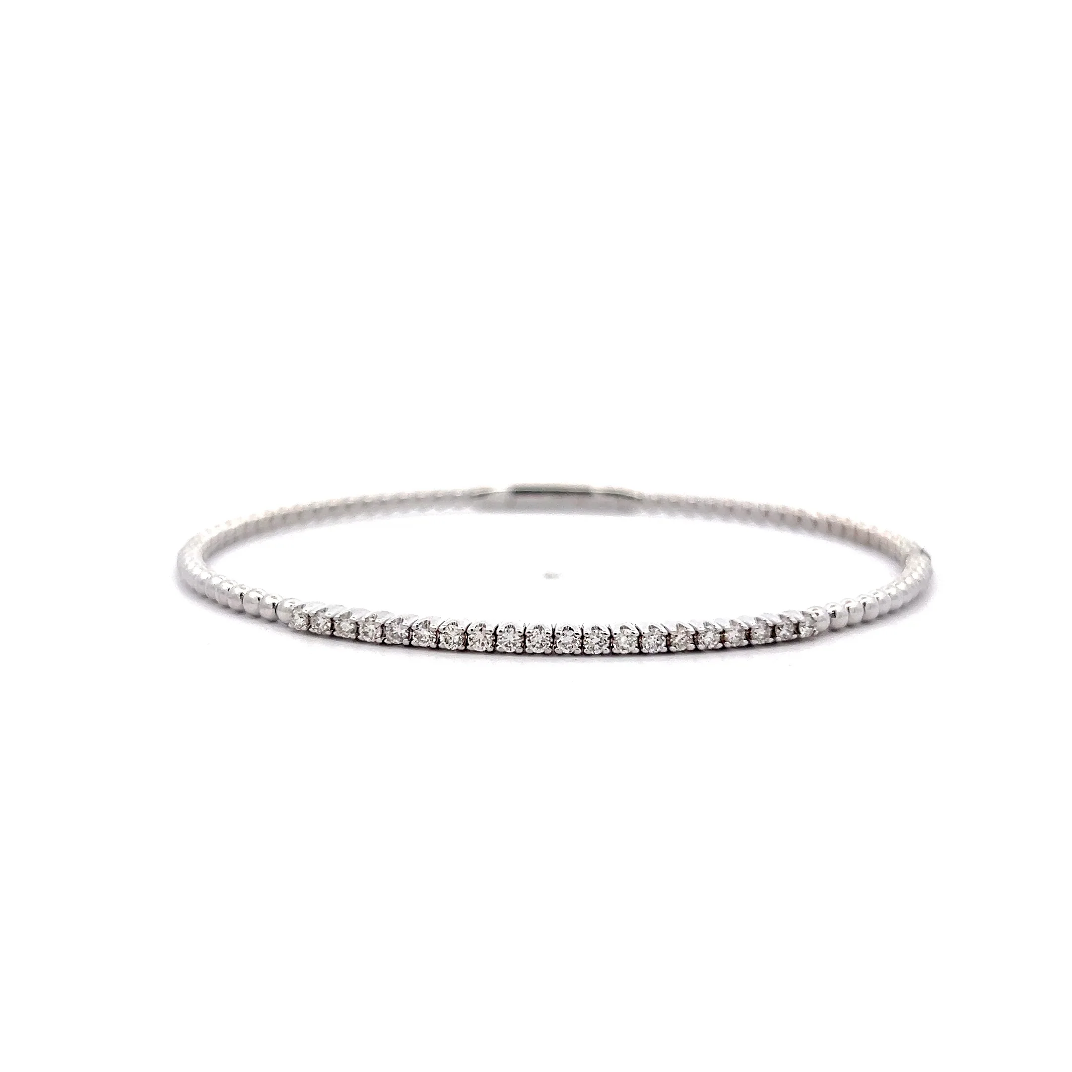 .44 Thin Diamond Bangle Bracelet in 14k White Gold