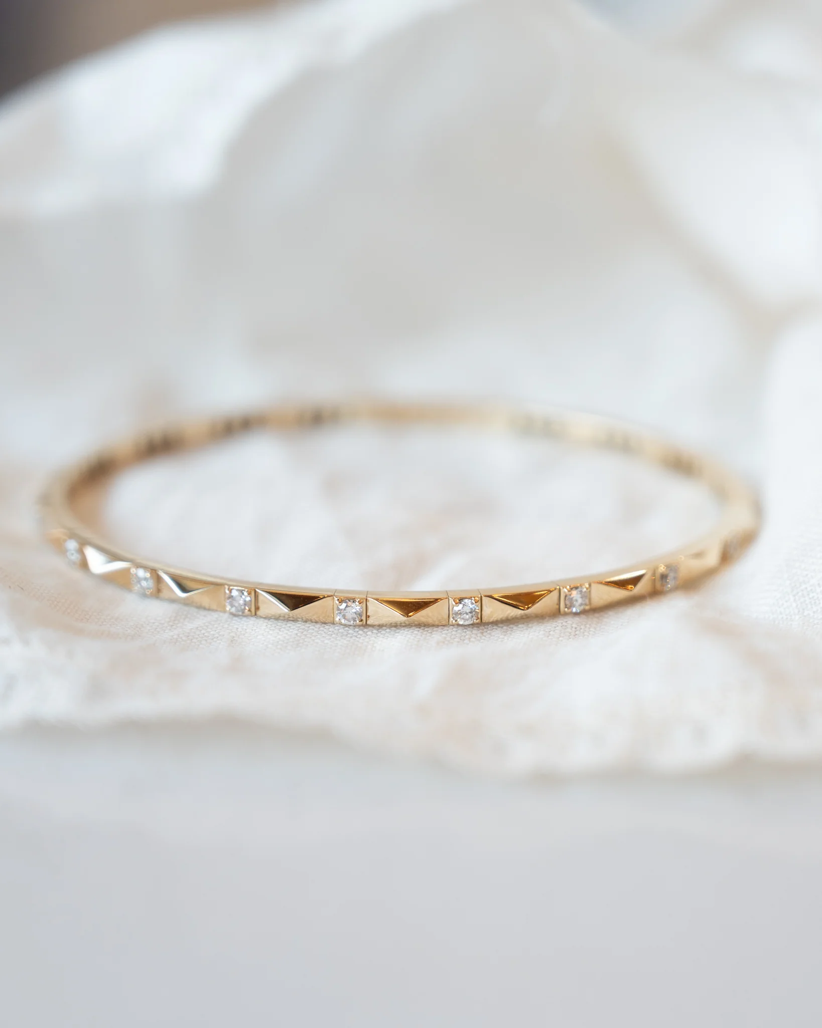 .44 Thin Diamond Bangle Bracelet in 14k Yellow Gold - Image 6