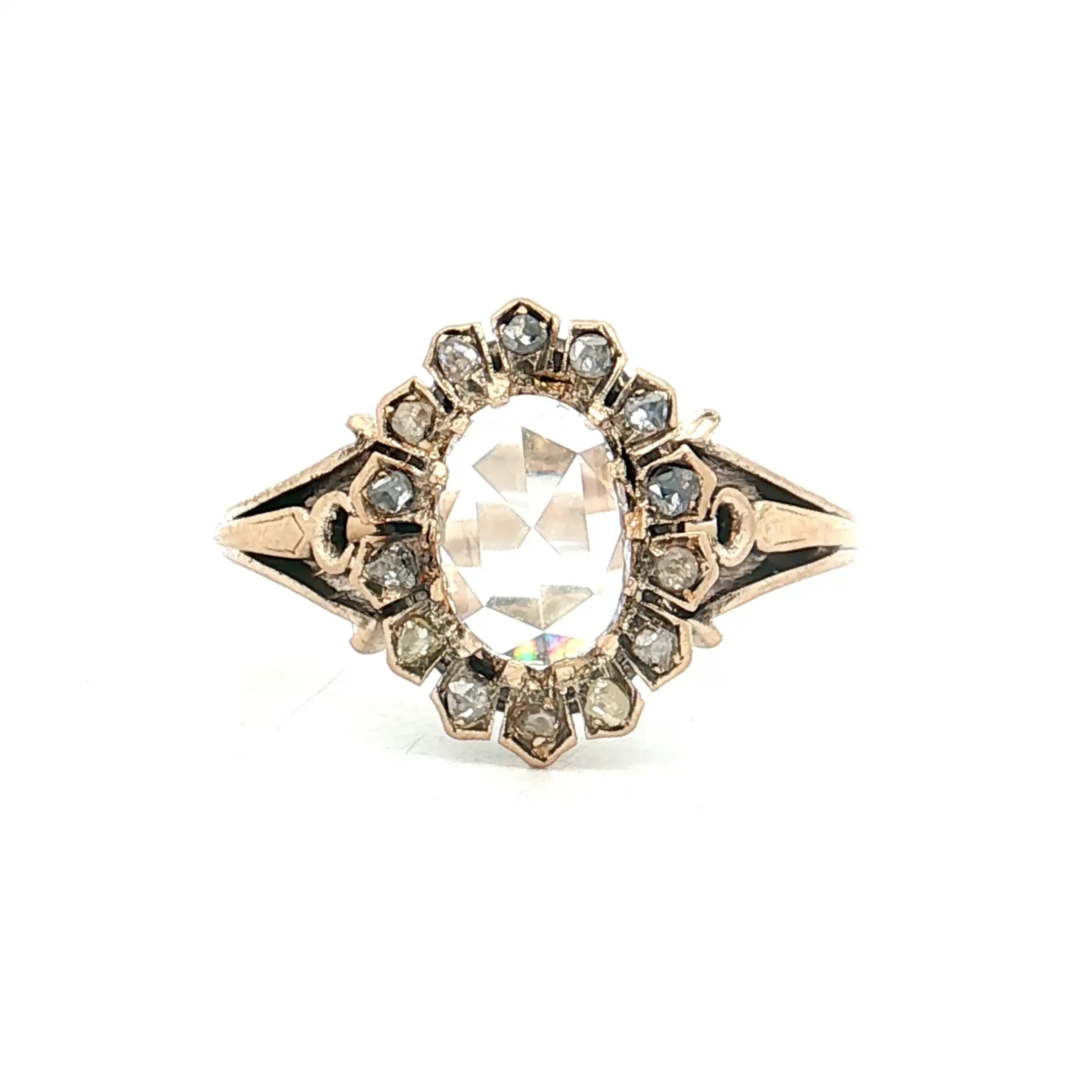.44 Vintage Victorian Rose Cut Diamond Engagement Ring 14k
