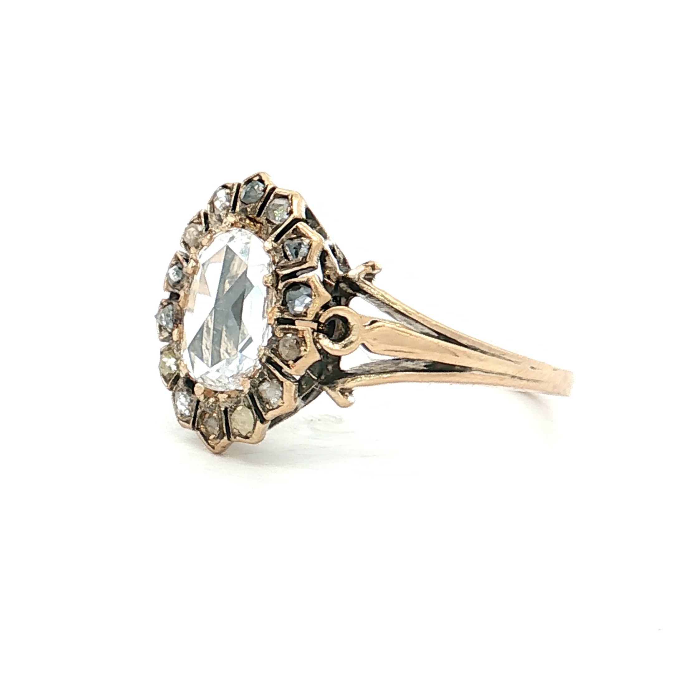 .44 Vintage Victorian Rose Cut Diamond Engagement Ring 14k - Image 2
