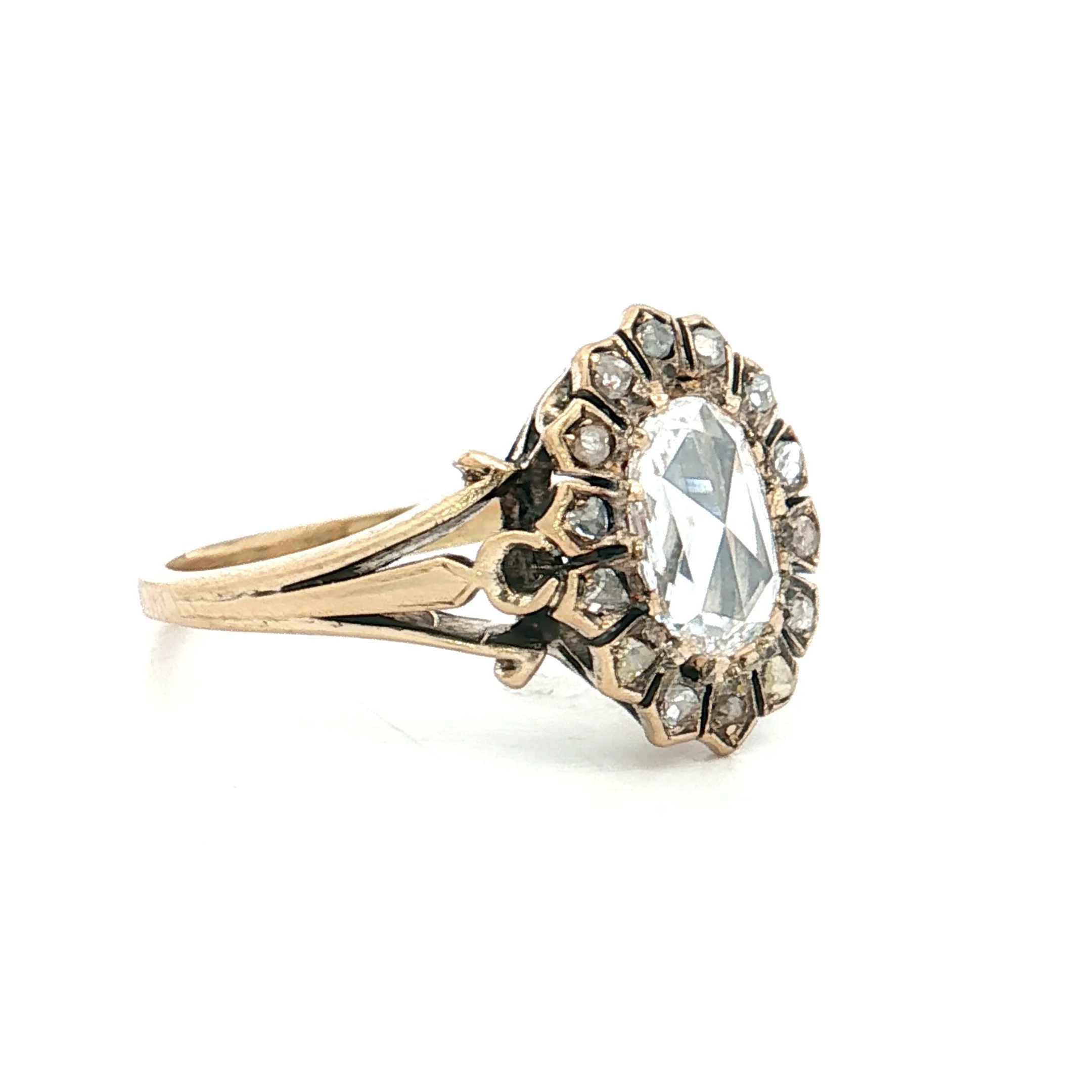 .44 Vintage Victorian Rose Cut Diamond Engagement Ring 14k - Image 3