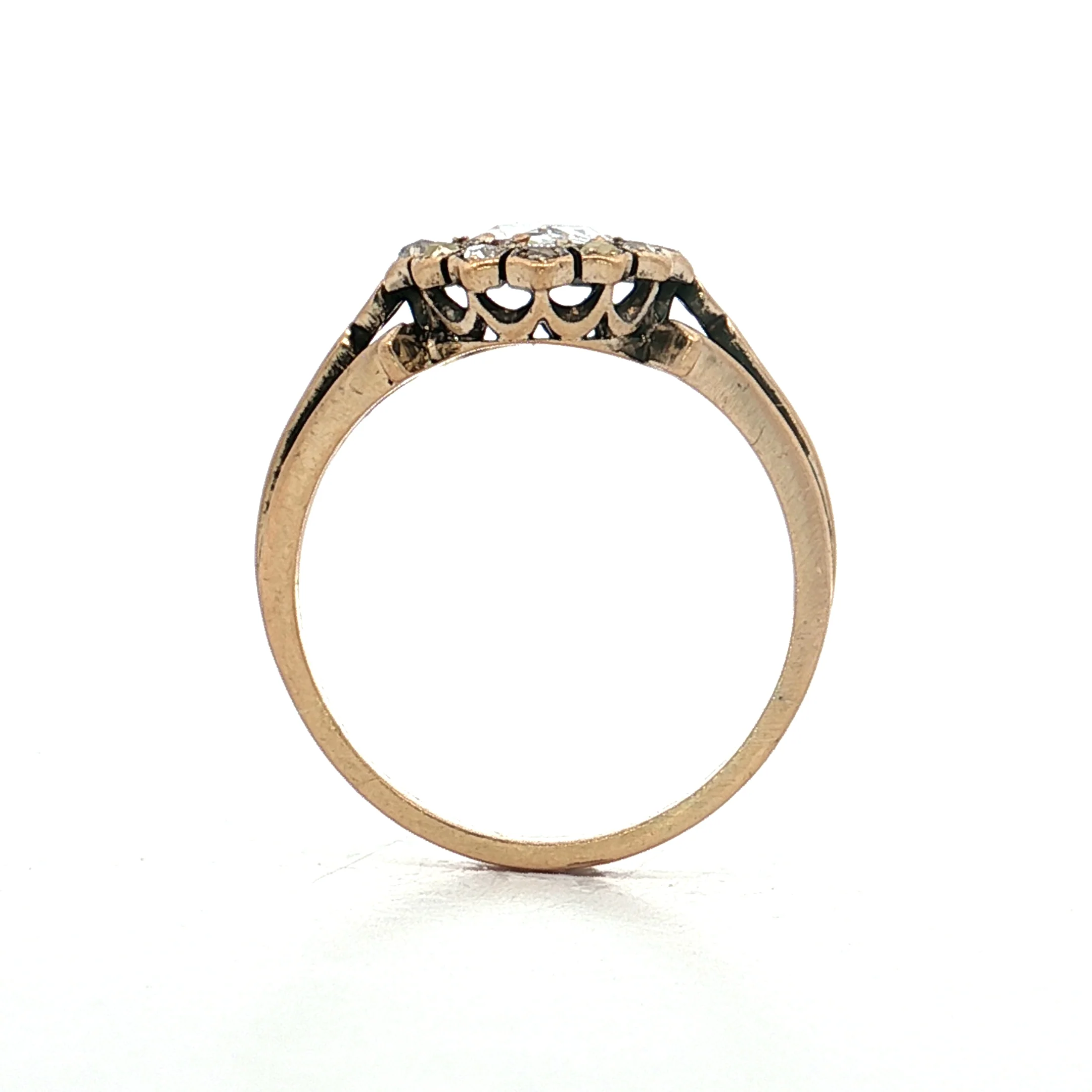 .44 Vintage Victorian Rose Cut Diamond Engagement Ring 14k - Image 4
