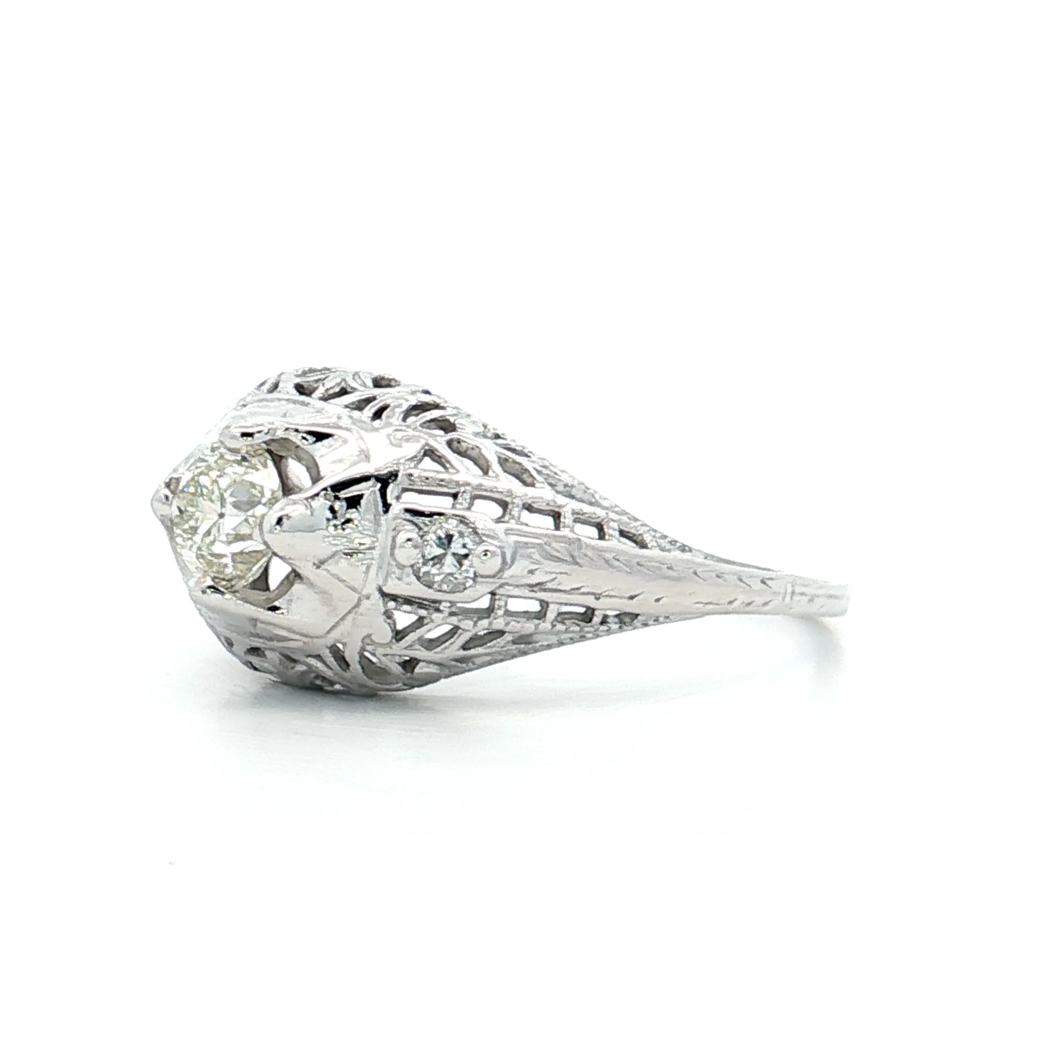 .45 Antique Old Euro Diamond Engagement Ring 18k - Image 2