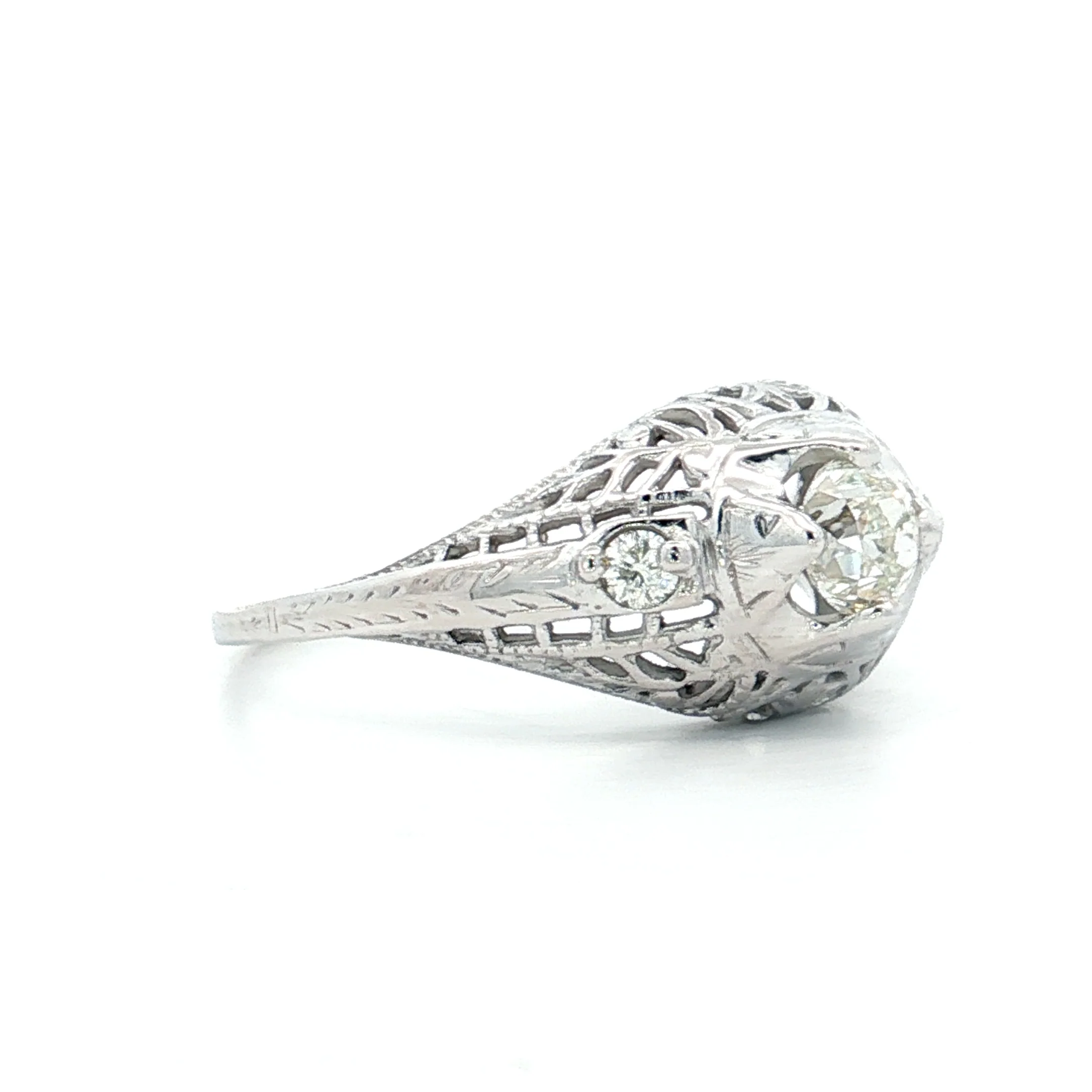 .45 Antique Old Euro Diamond Engagement Ring 18k - Image 3
