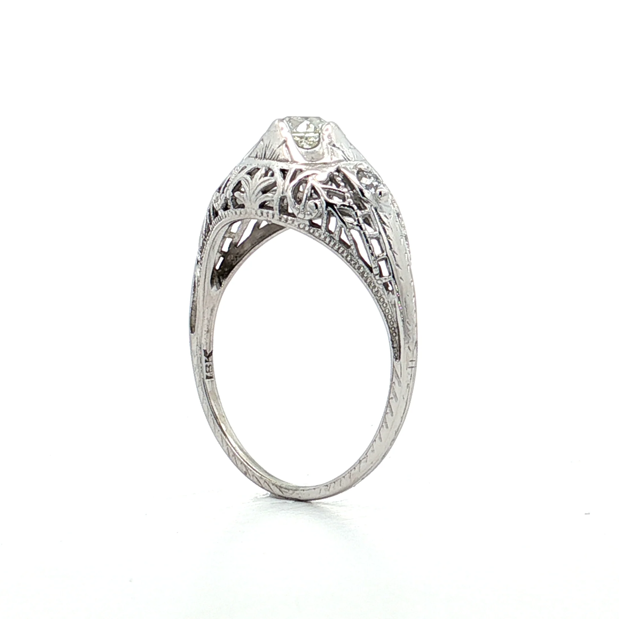 .45 Antique Old Euro Diamond Engagement Ring 18k - Image 5