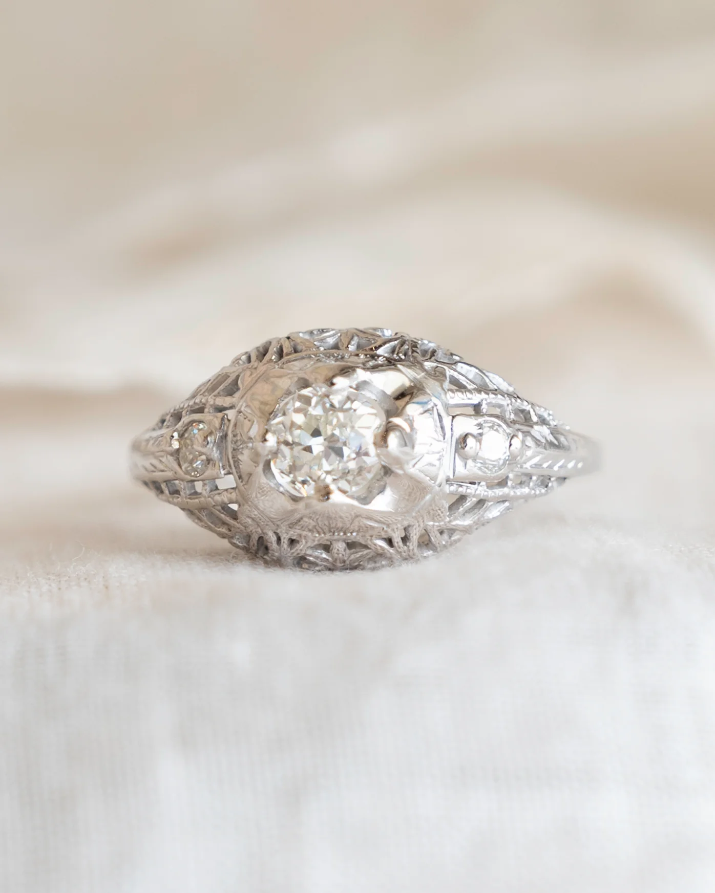 .45 Antique Old Euro Diamond Engagement Ring 18k - Image 6