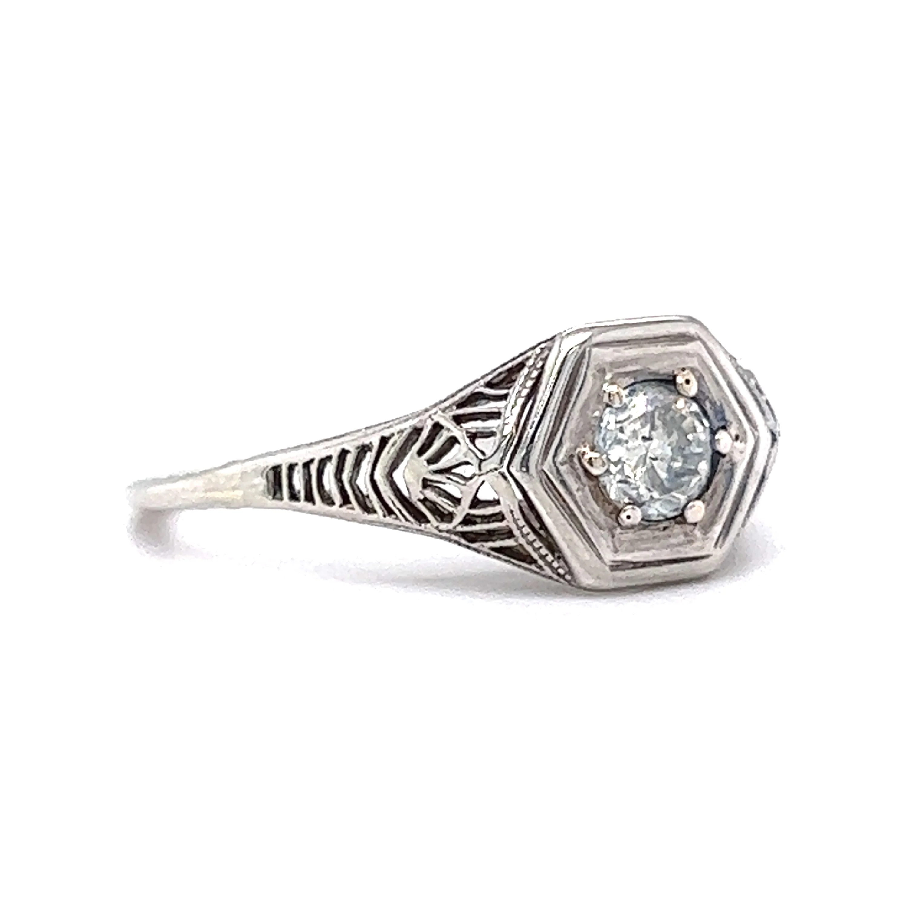 .45 Geometric Art Deco Engagement Ring in 18K White Gold - Image 3
