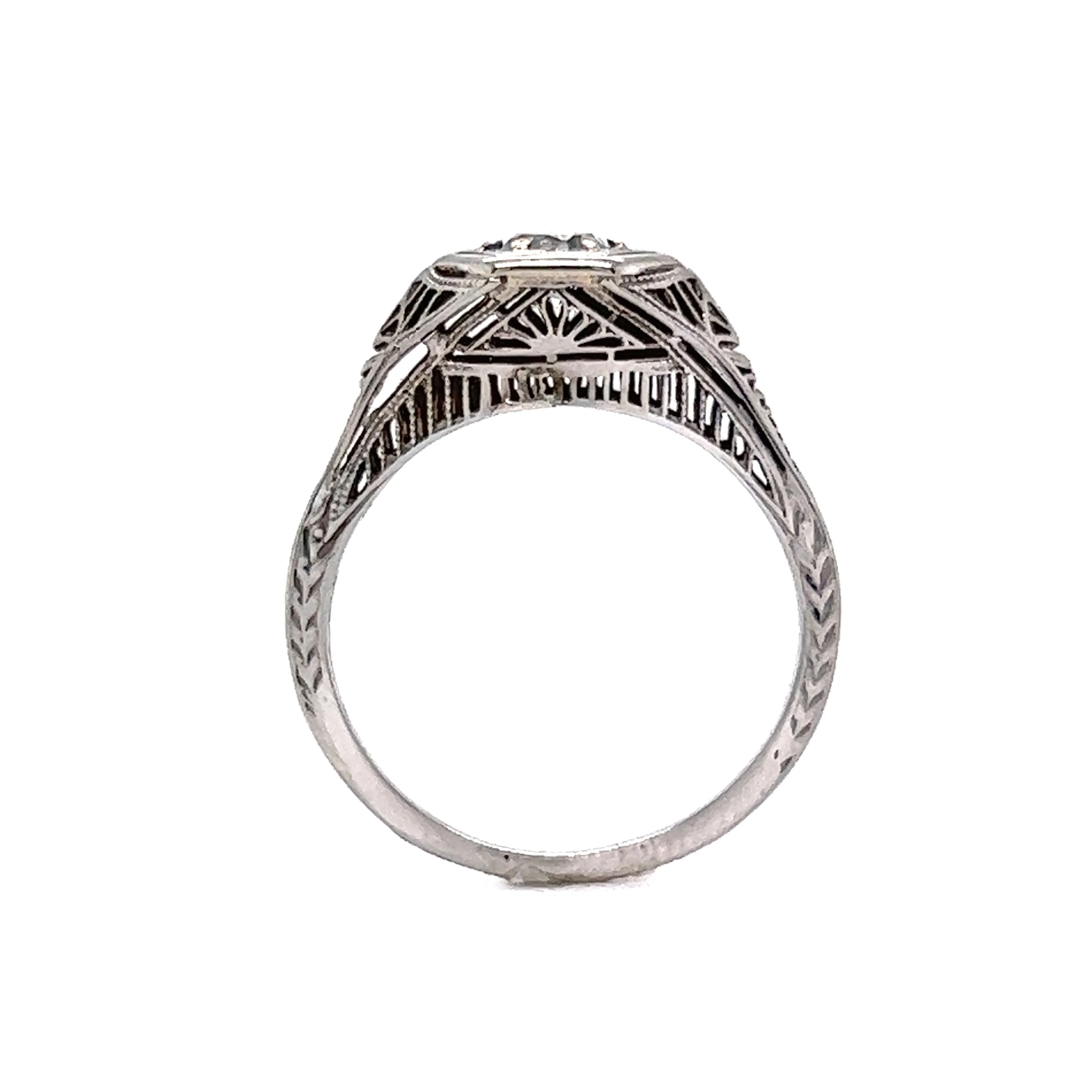 .45 Geometric Art Deco Engagement Ring in 18K White Gold - Image 4