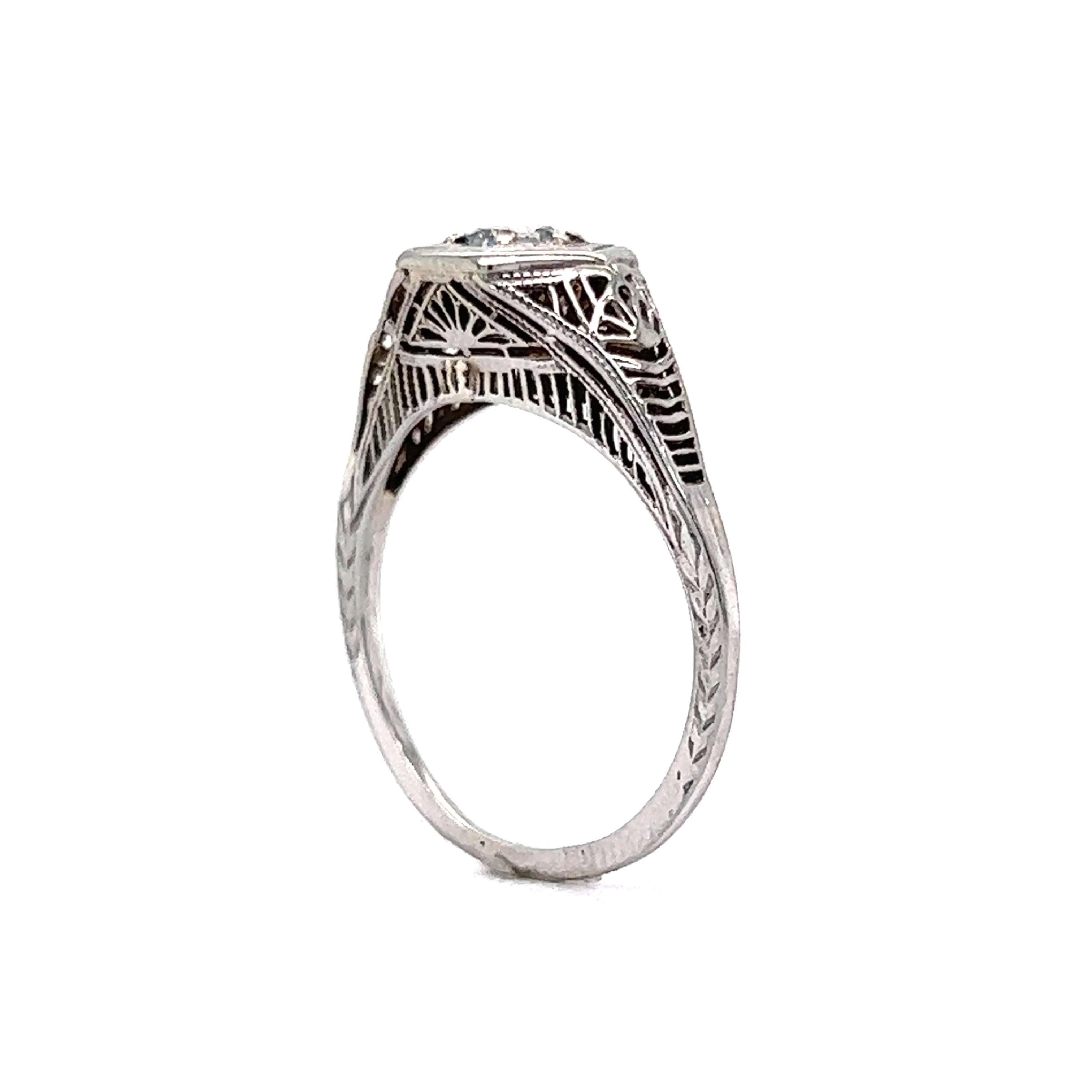 .45 Geometric Art Deco Engagement Ring in 18K White Gold - Image 5
