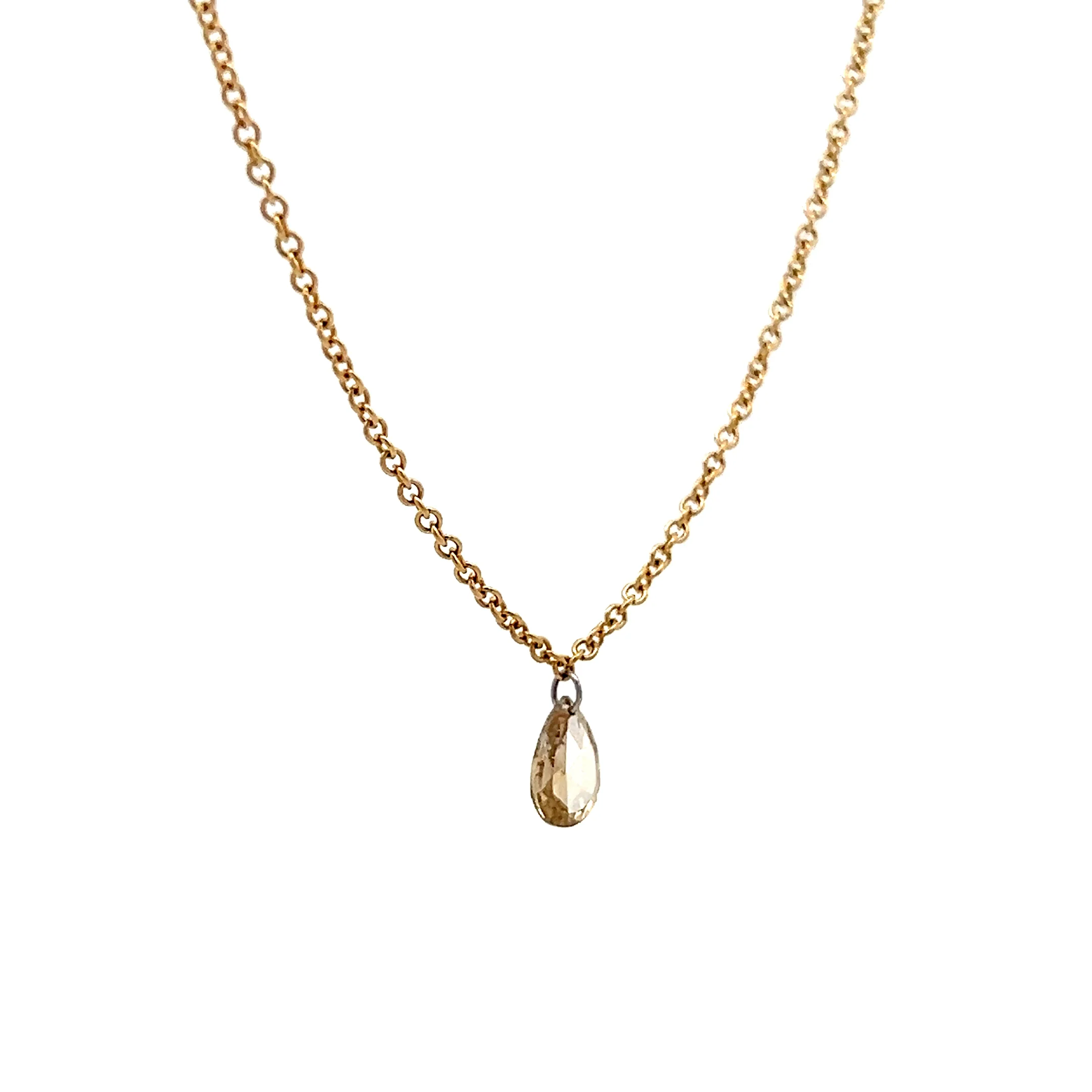 .45 Pear Rose Cut Diamond Pendant Necklace in 18k - Image 3