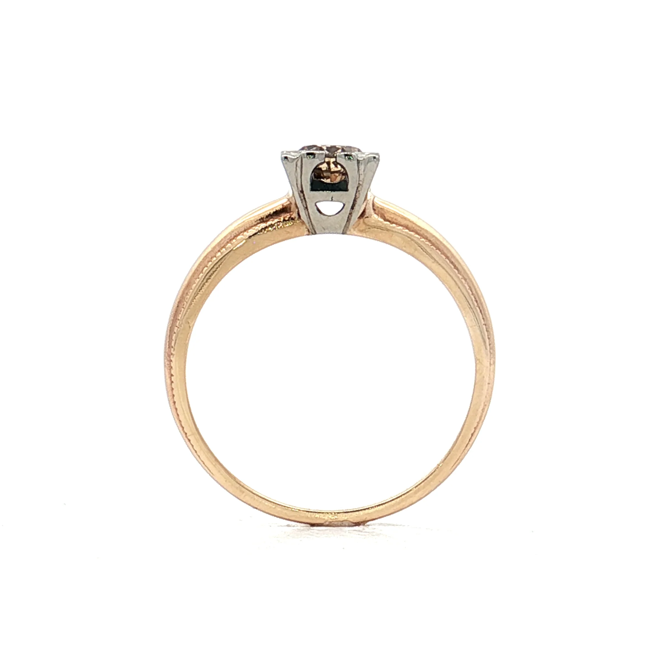 .45 Vintage Retro Champagne Diamond Engagement Ring 14k - Image 4