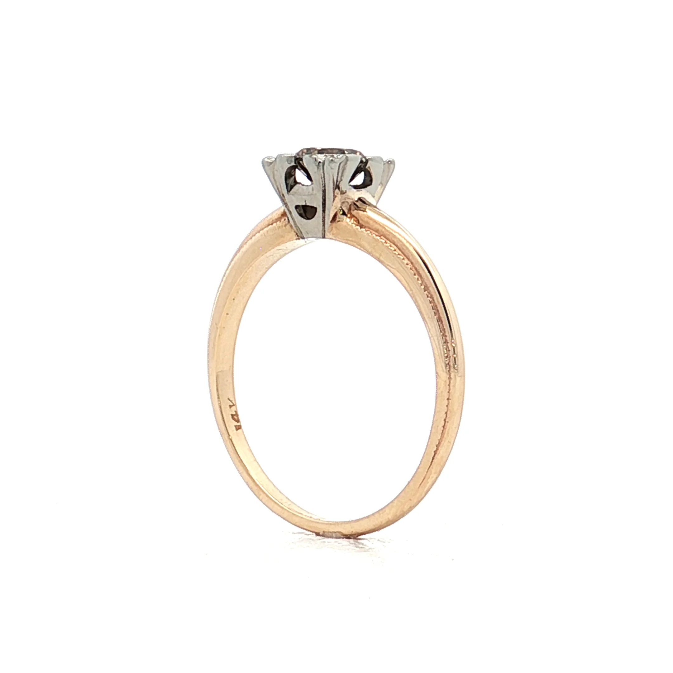 .45 Vintage Retro Champagne Diamond Engagement Ring 14k - Image 5