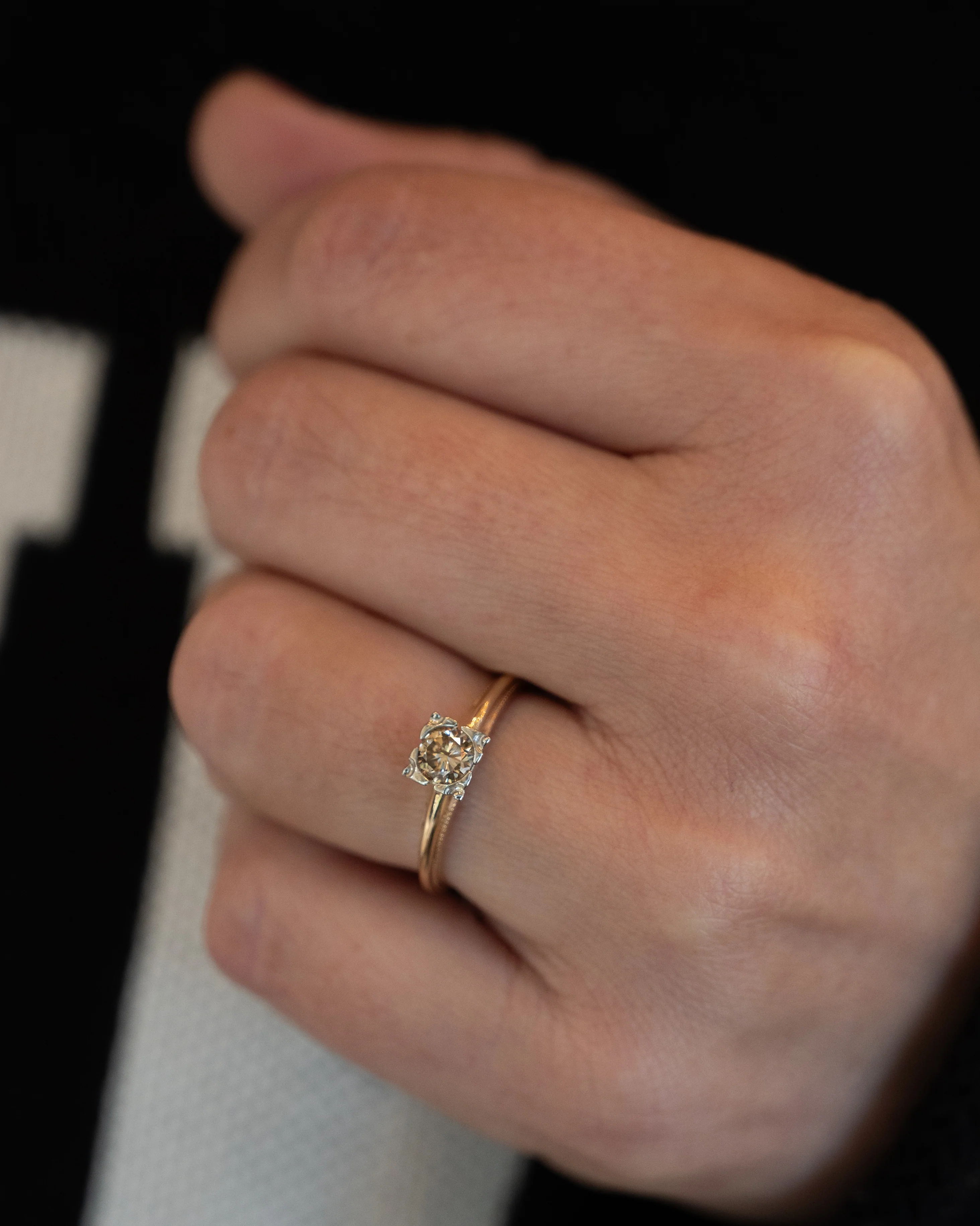 .45 Vintage Retro Champagne Diamond Engagement Ring 14k - Image 7