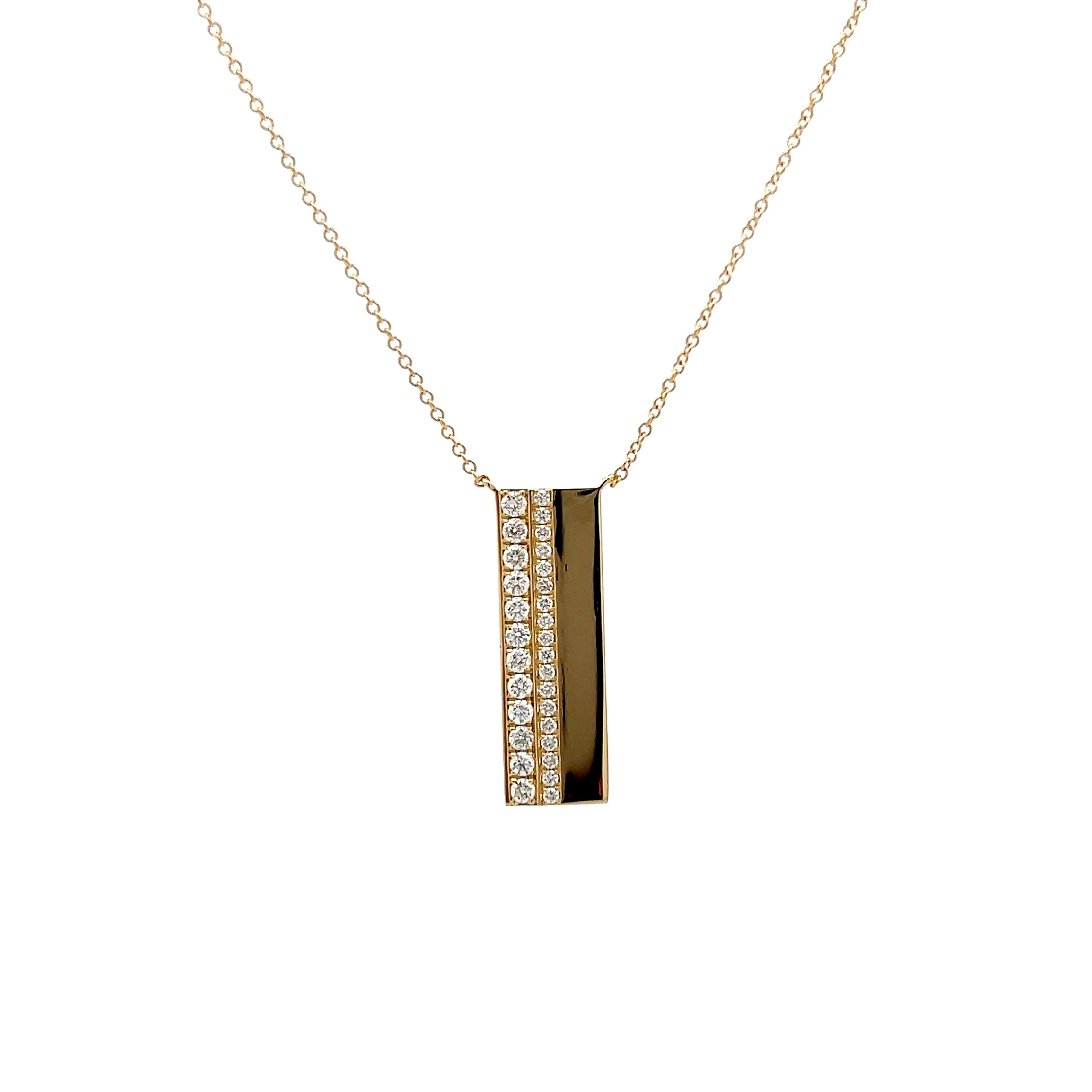 .46 Diamond Bar Pendant Necklace in 18k Yellow Gold