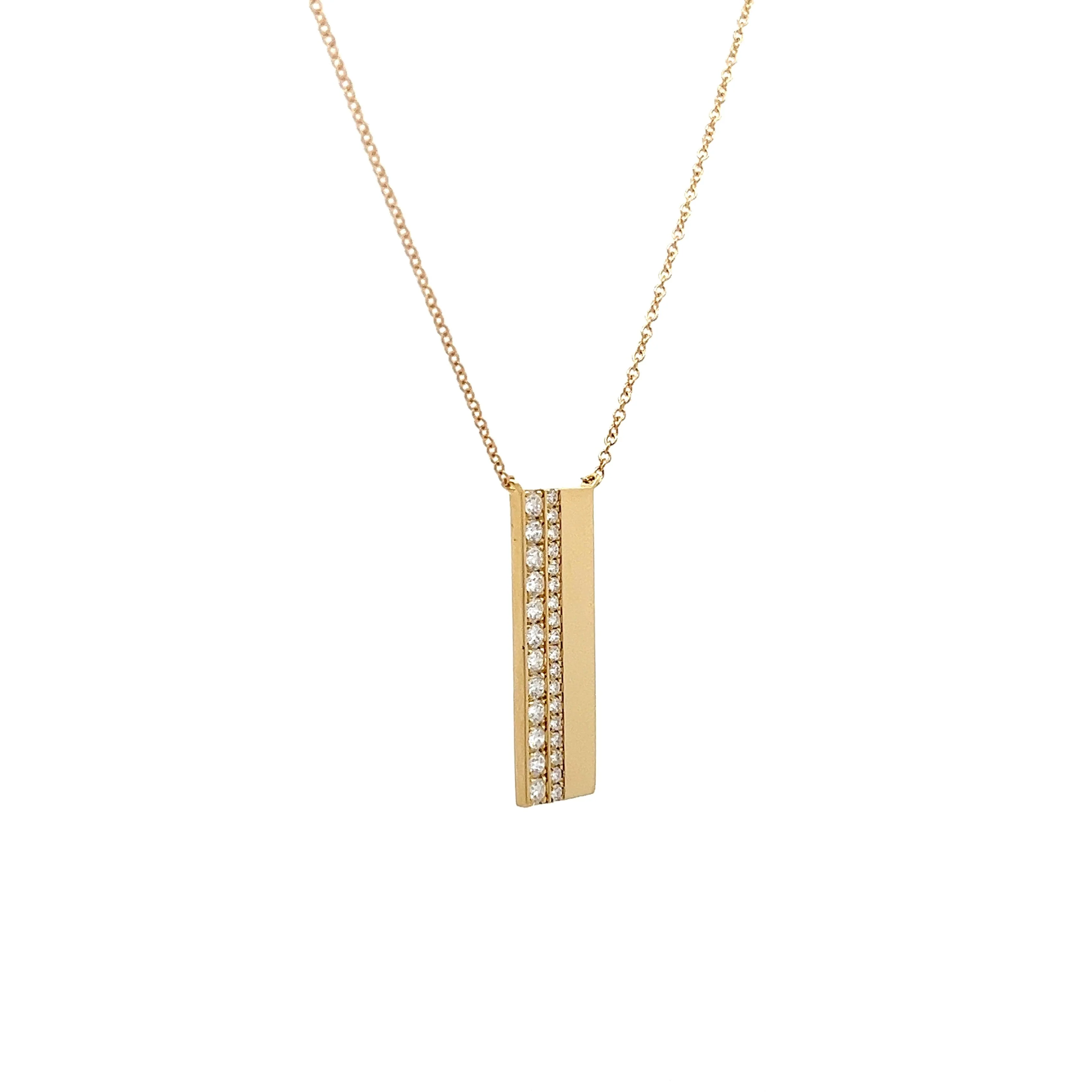 .46 Diamond Bar Pendant Necklace in 18k Yellow Gold - Image 3