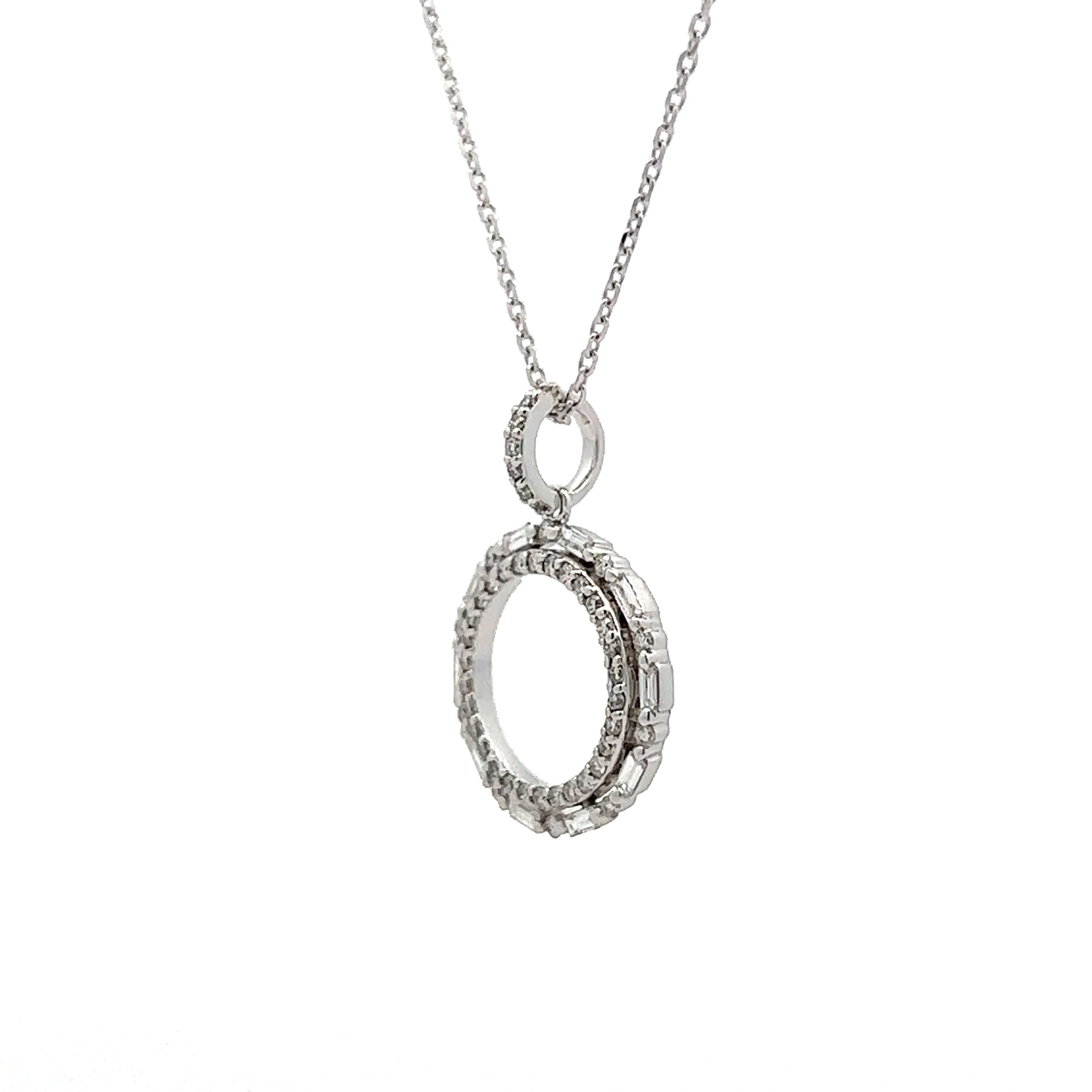 .46 Diamond Circle Pendant in 14k White Gold - Image 2