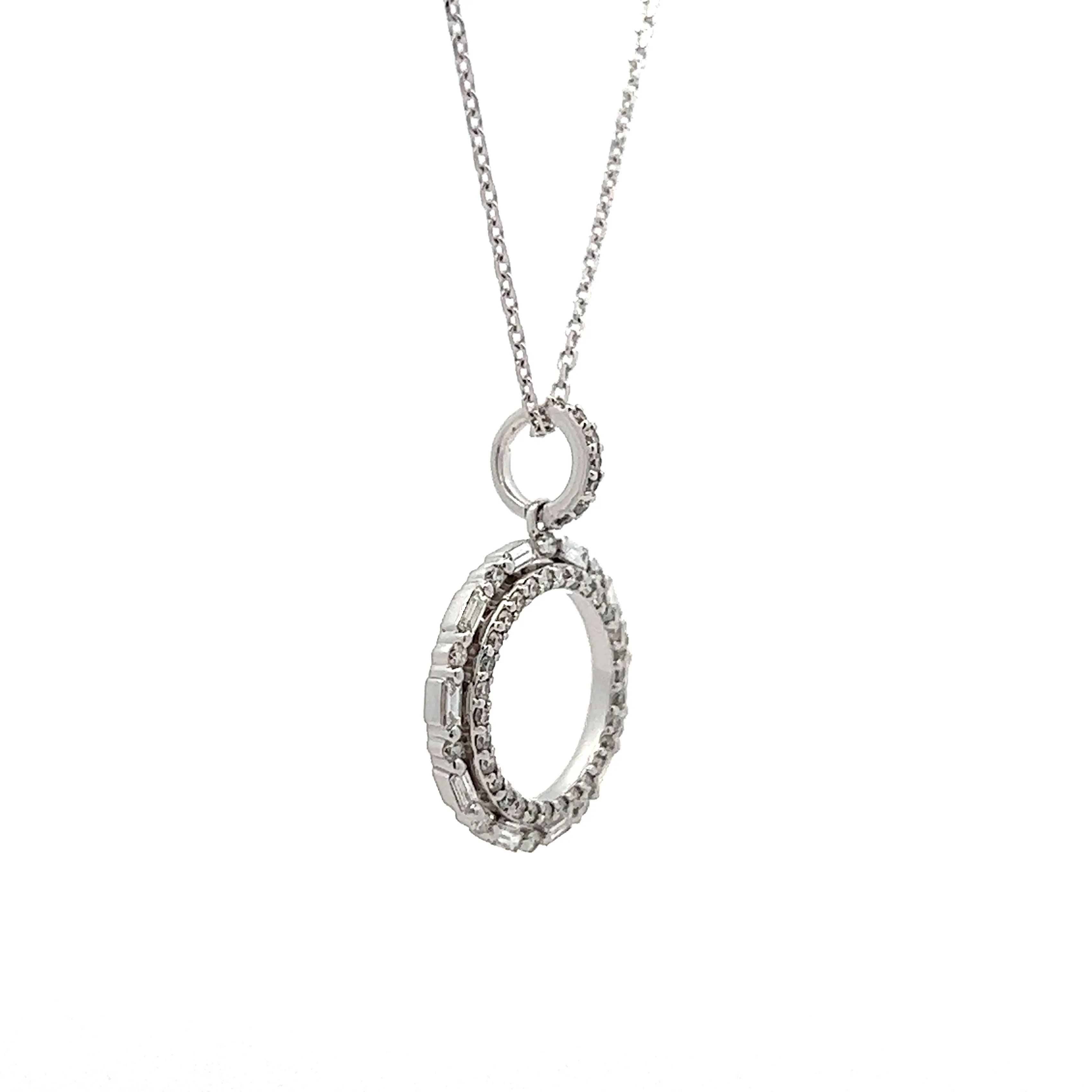 .46 Diamond Circle Pendant in 14k White Gold - Image 3