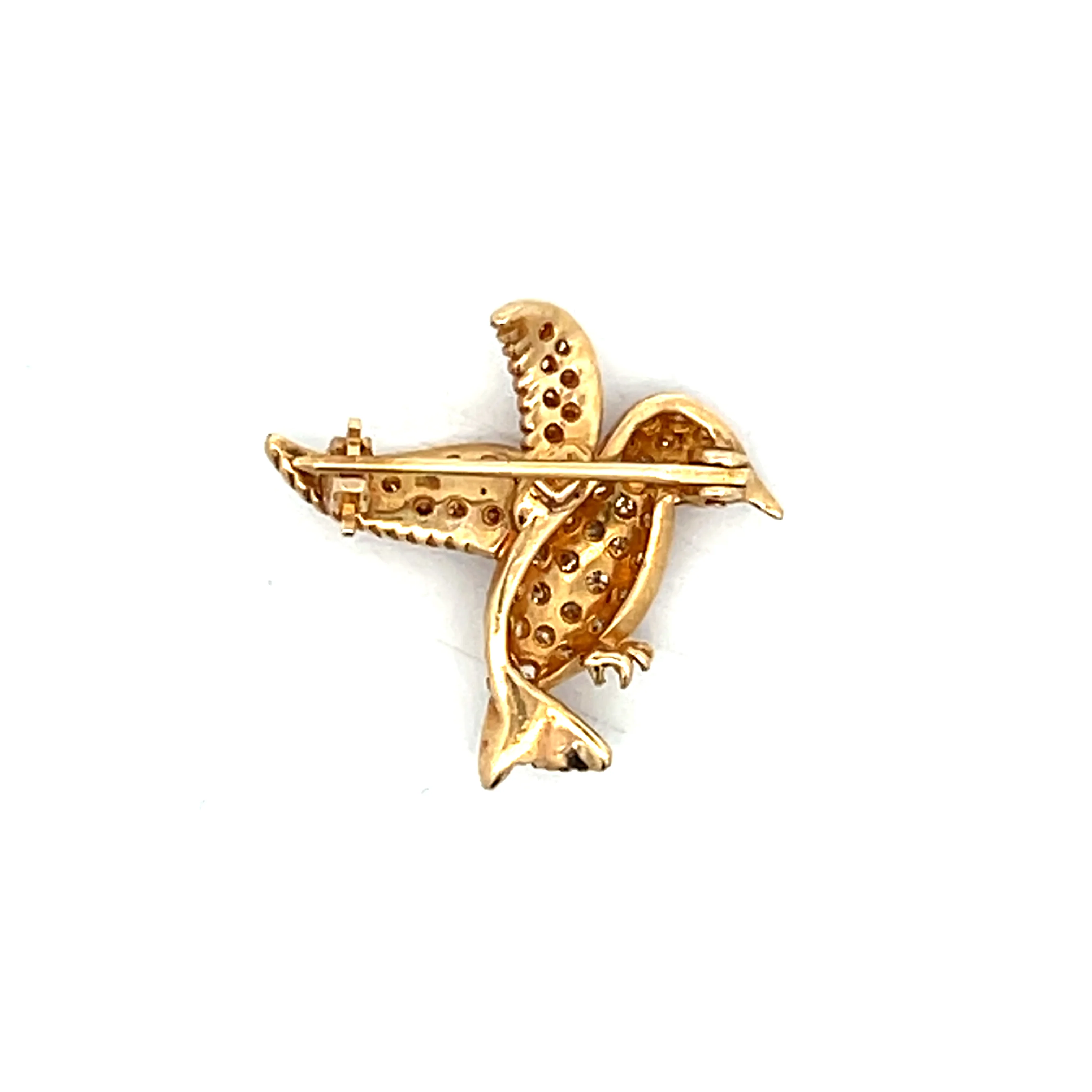 .46 Diamond Hummingbird Brooch in 14k Yellow Gold - Image 2