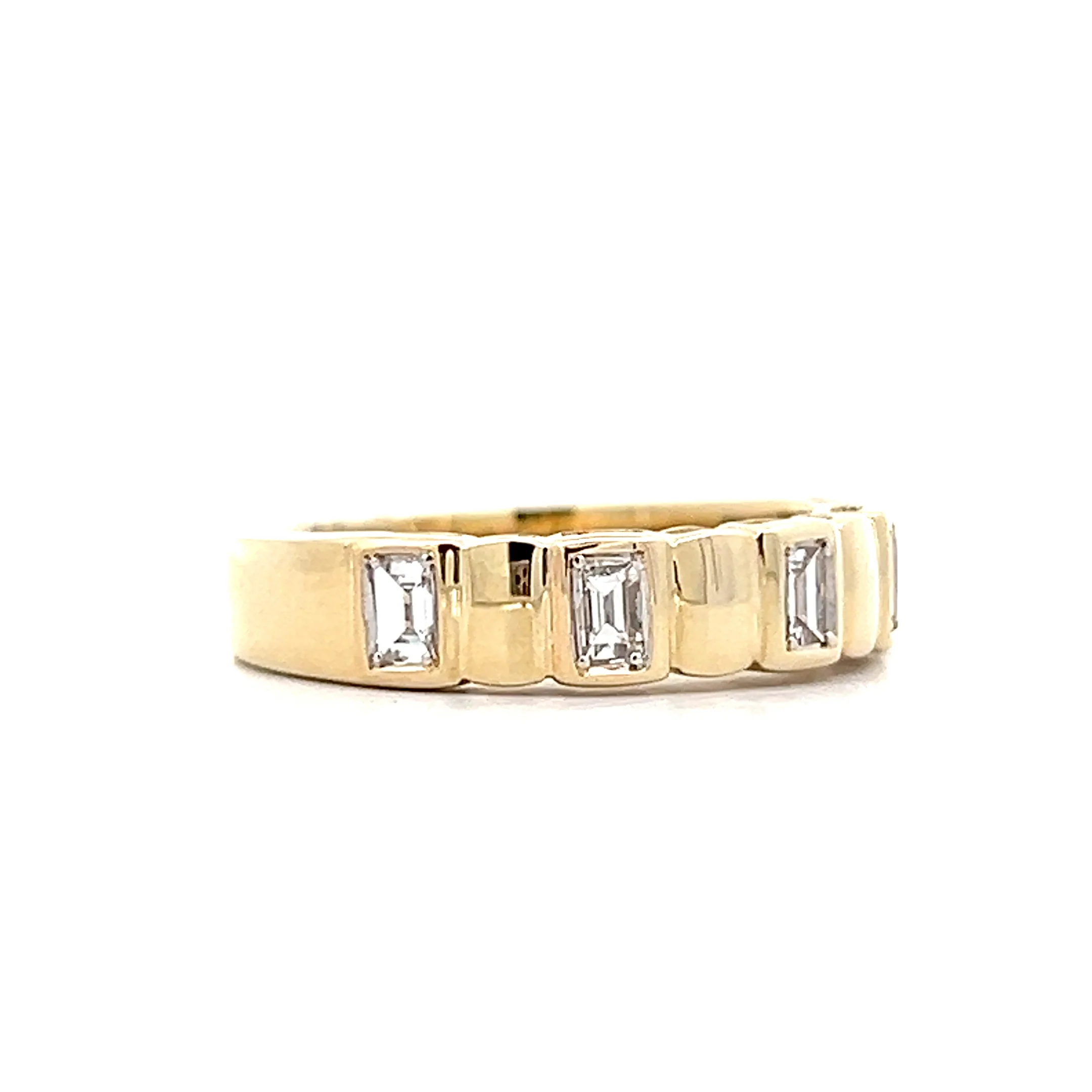 .46 Five Stone Bezel Wedding Band in 14k - Image 3