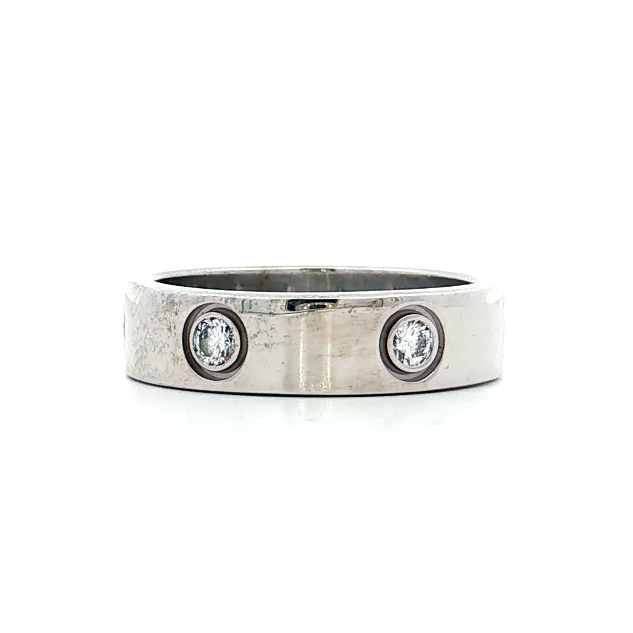 .46 Mens Diamond Cartier Love Ring 18k White Gold