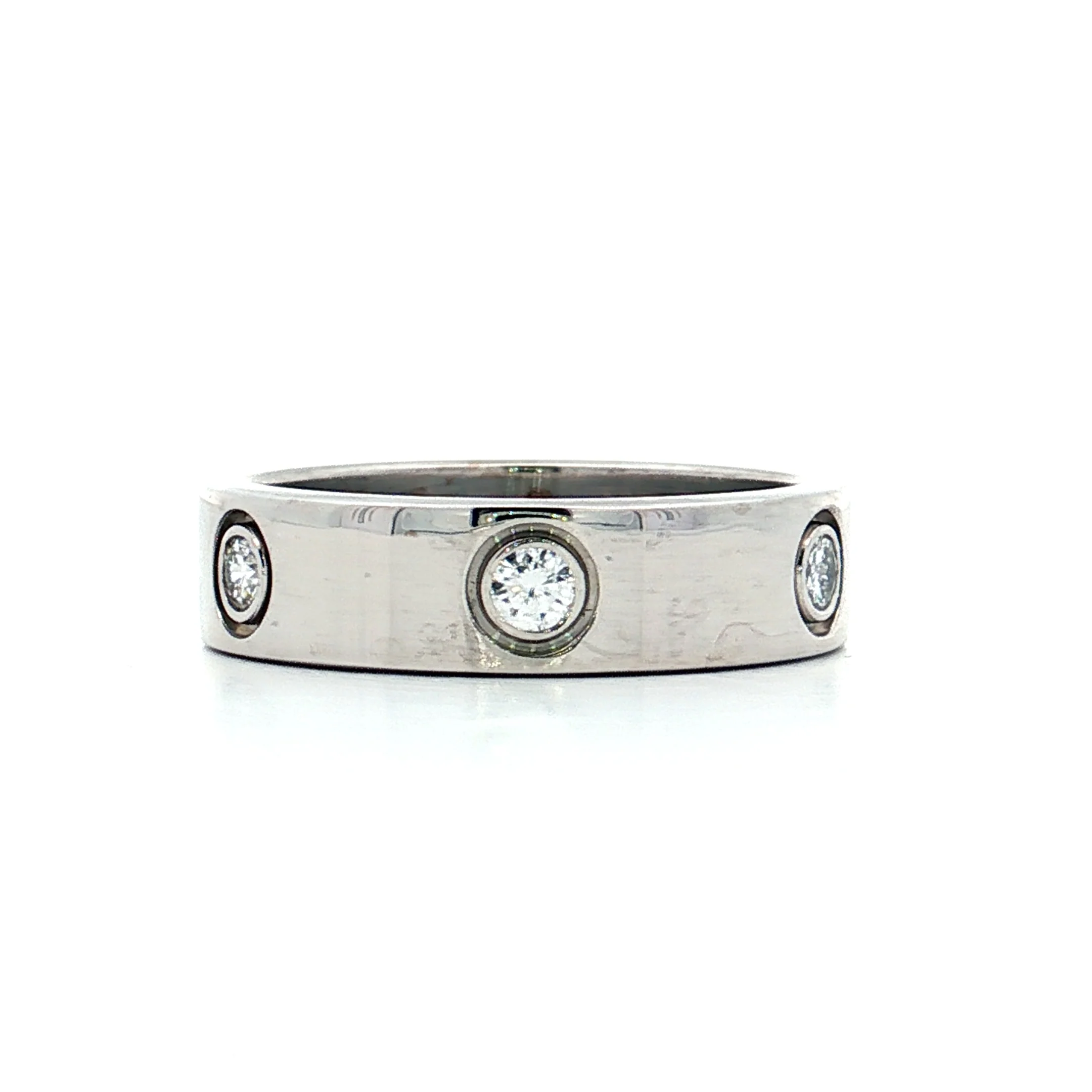 .46 Mens Diamond Cartier Love Ring 18k White Gold - Image 2