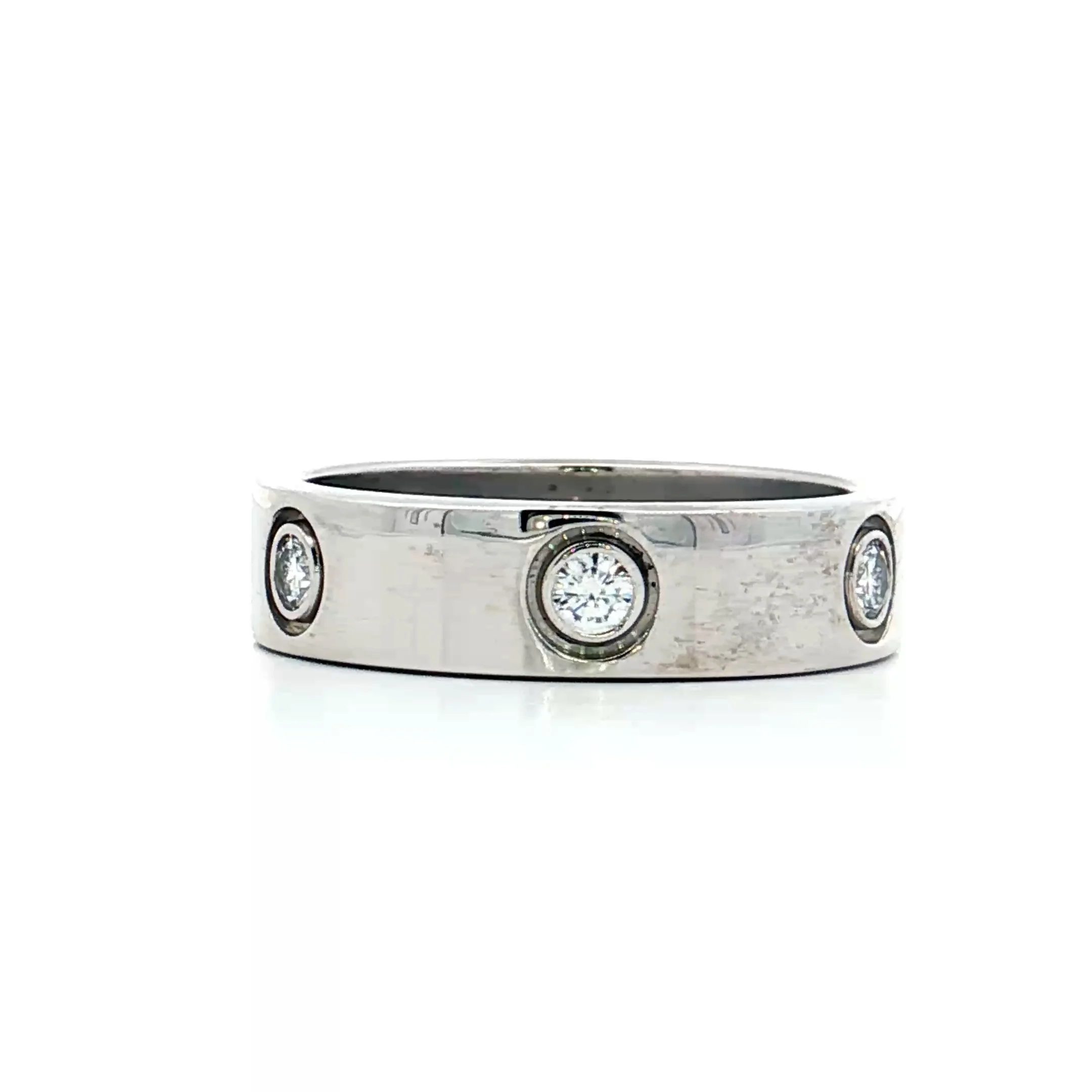 .46 Mens Diamond Cartier Love Ring 18k White Gold - Image 4