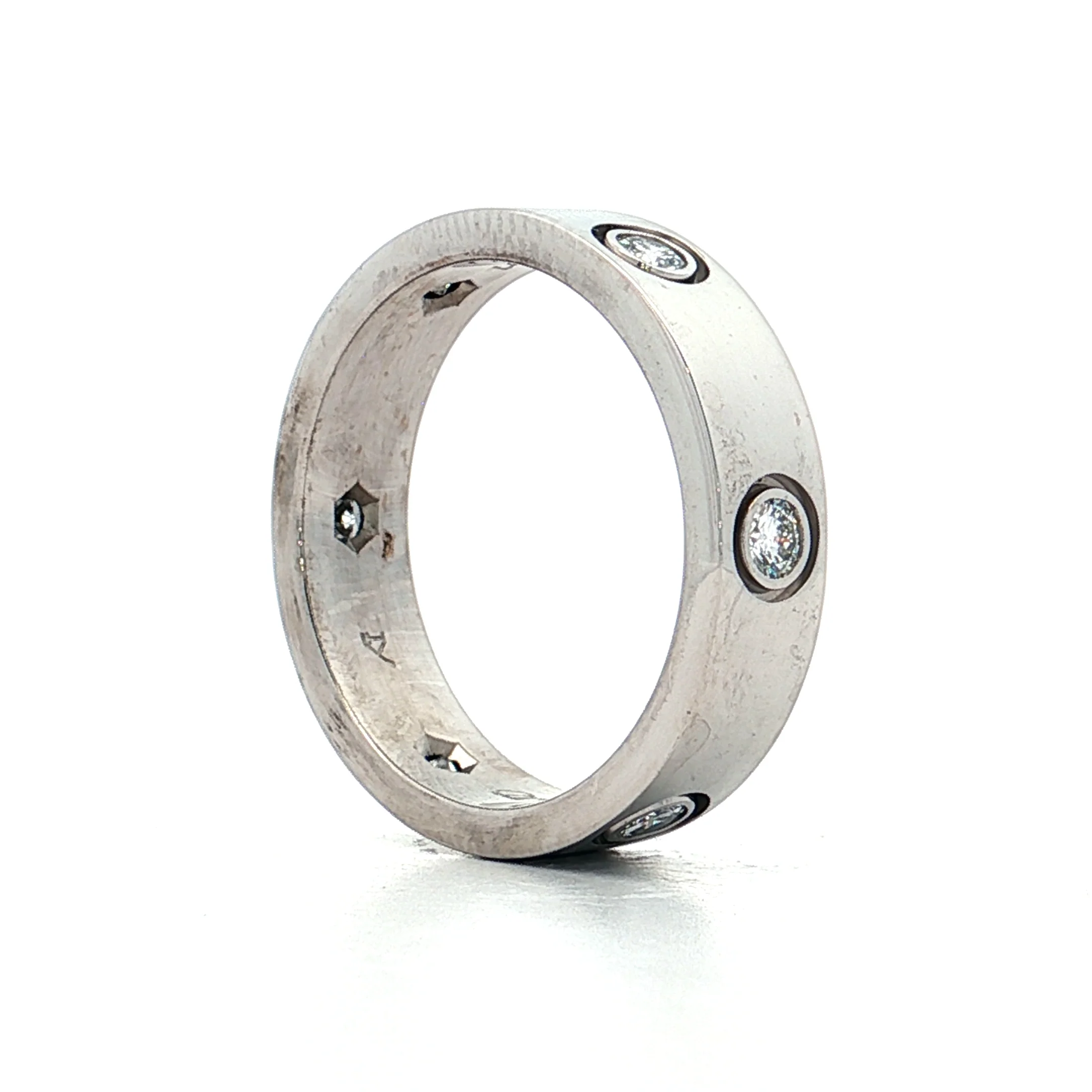 .46 Mens Diamond Cartier Love Ring 18k White Gold - Image 6