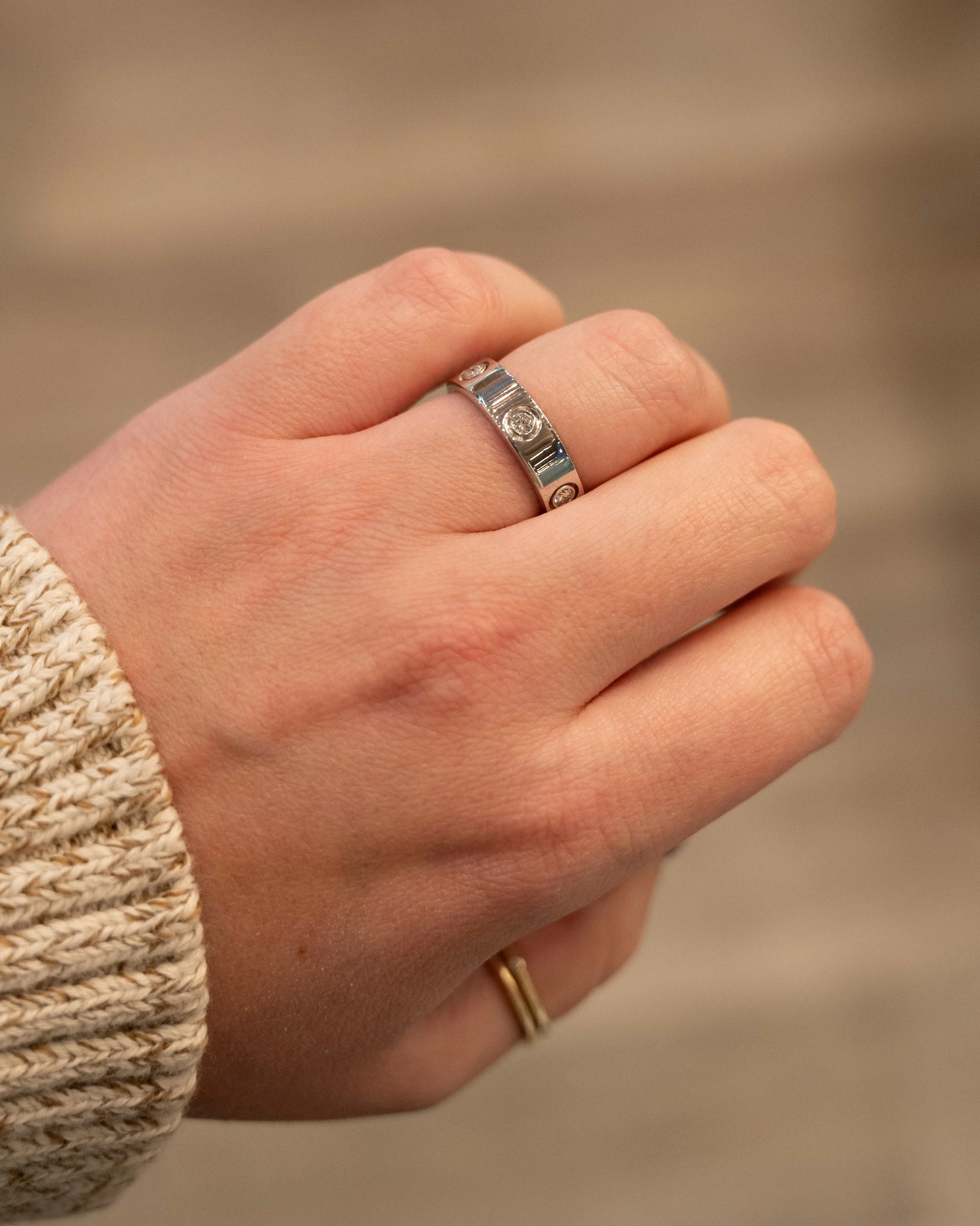 .46 Mens Diamond Cartier Love Ring 18k White Gold - Image 8