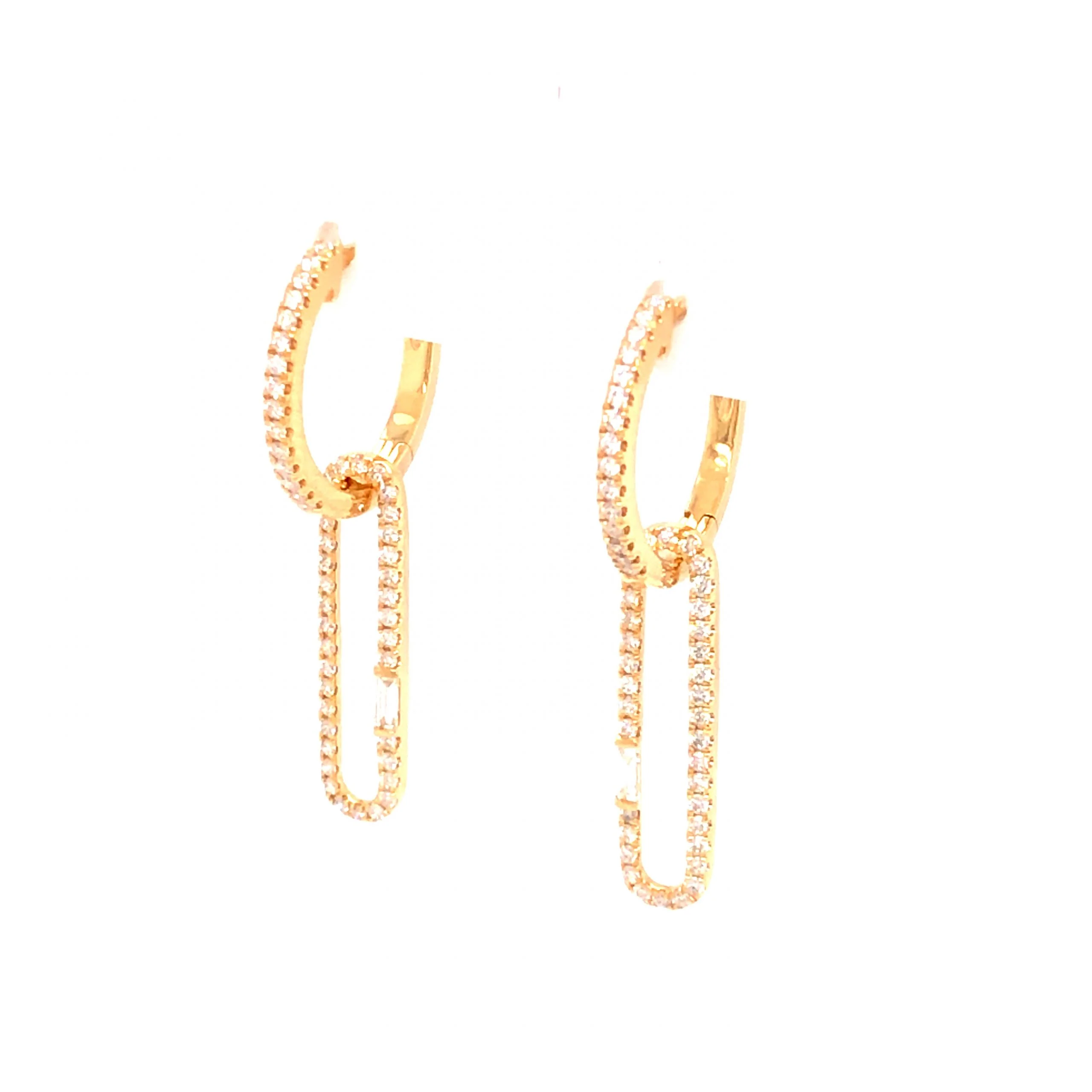 .46 Pave Diamond Drop Earrings in 18k Yellow Gold - Image 2