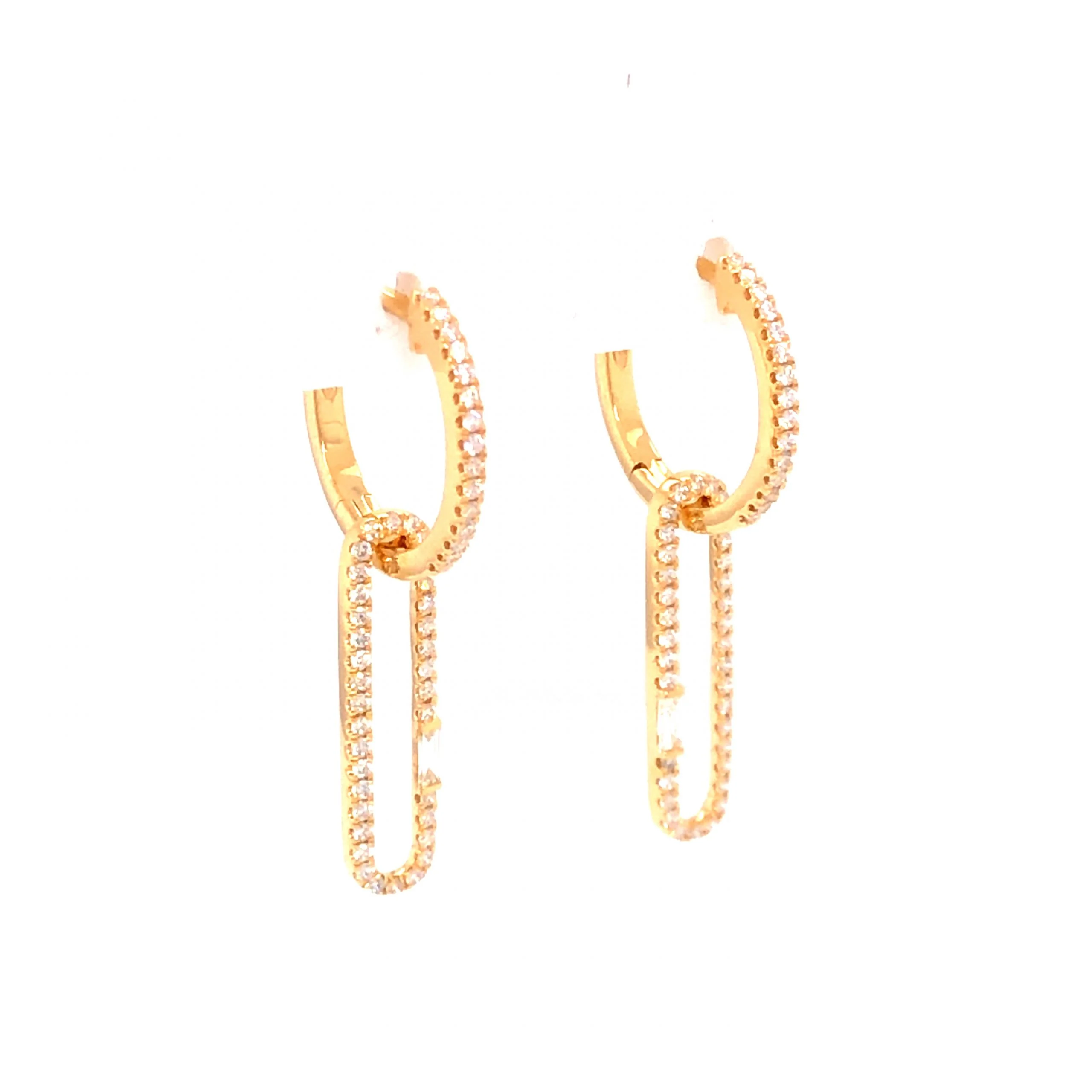 .46 Pave Diamond Drop Earrings in 18k Yellow Gold - Image 3