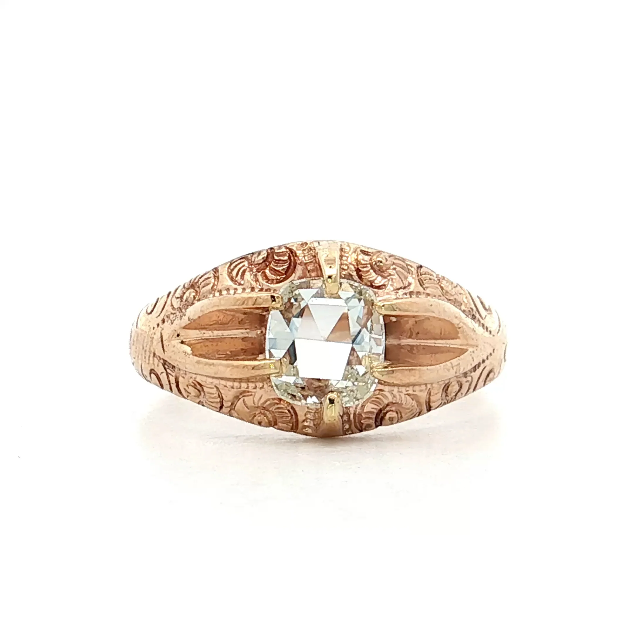 .46 Vintage Oval Rose Diamond Engagement Ring 10k