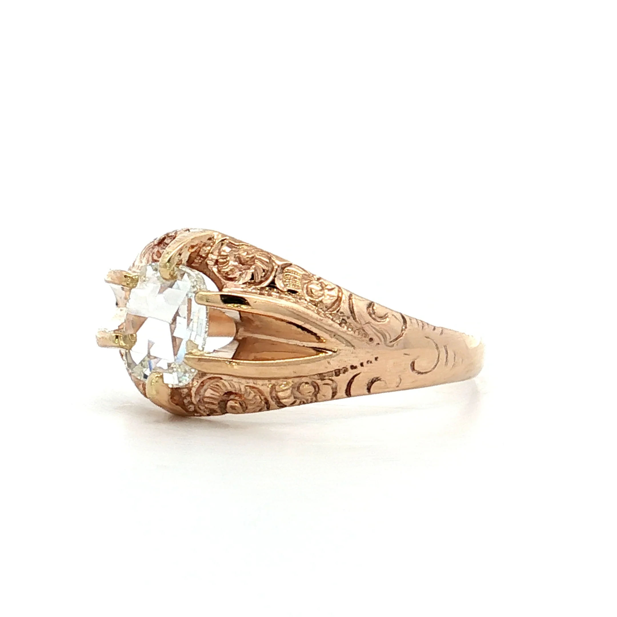 .46 Vintage Oval Rose Diamond Engagement Ring 10k - Image 2