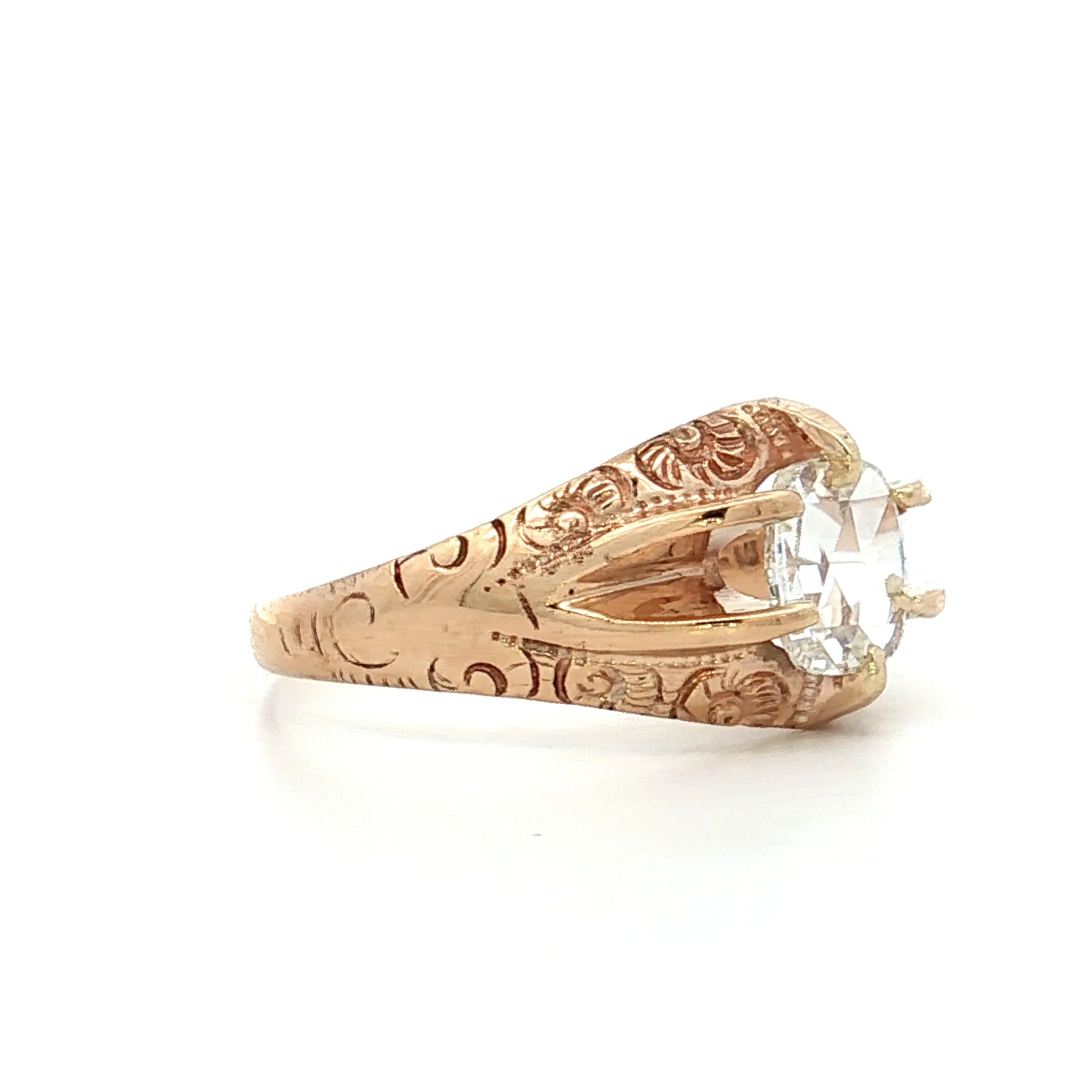 .46 Vintage Oval Rose Diamond Engagement Ring 10k - Image 3