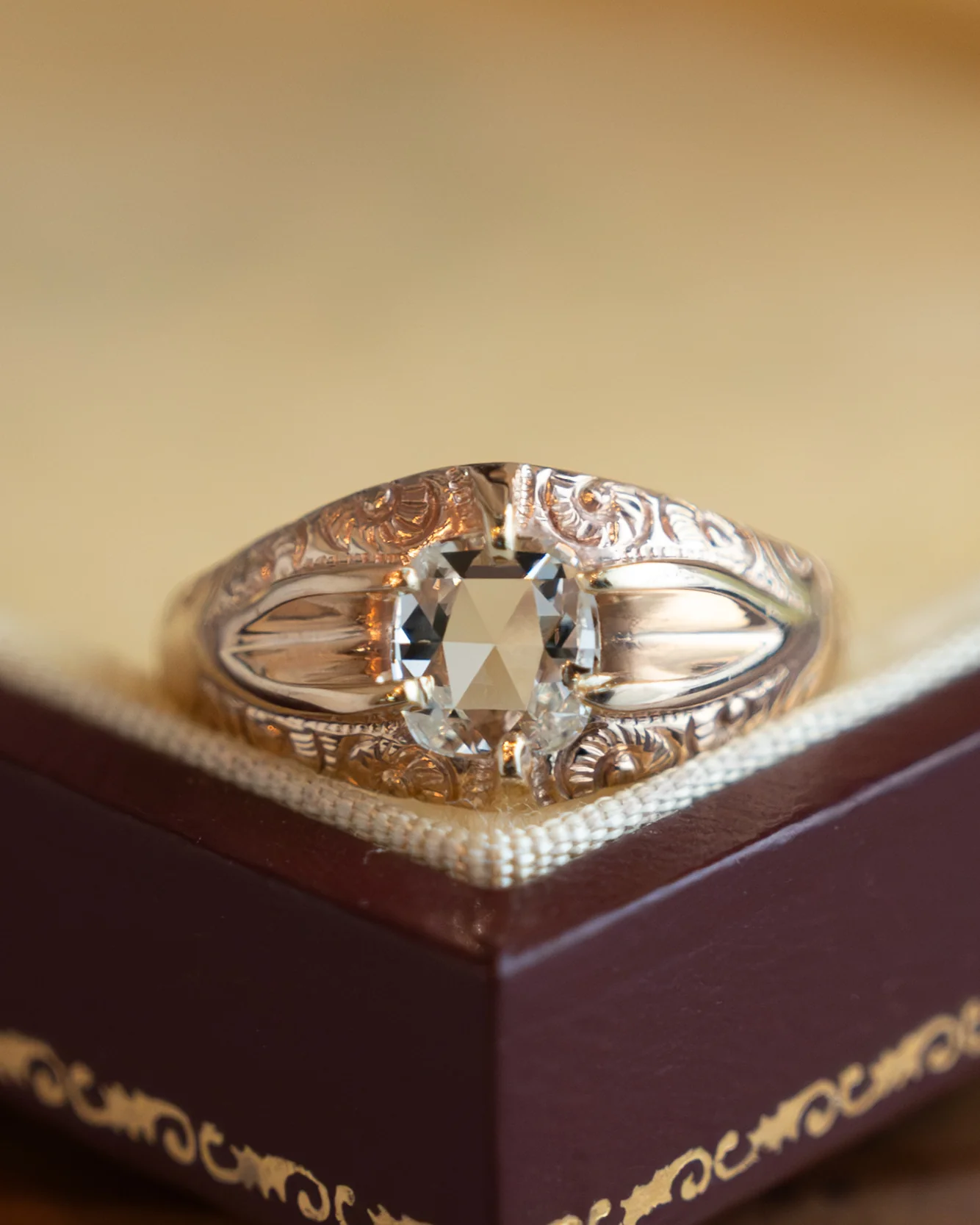 .46 Vintage Oval Rose Diamond Engagement Ring 10k - Image 6