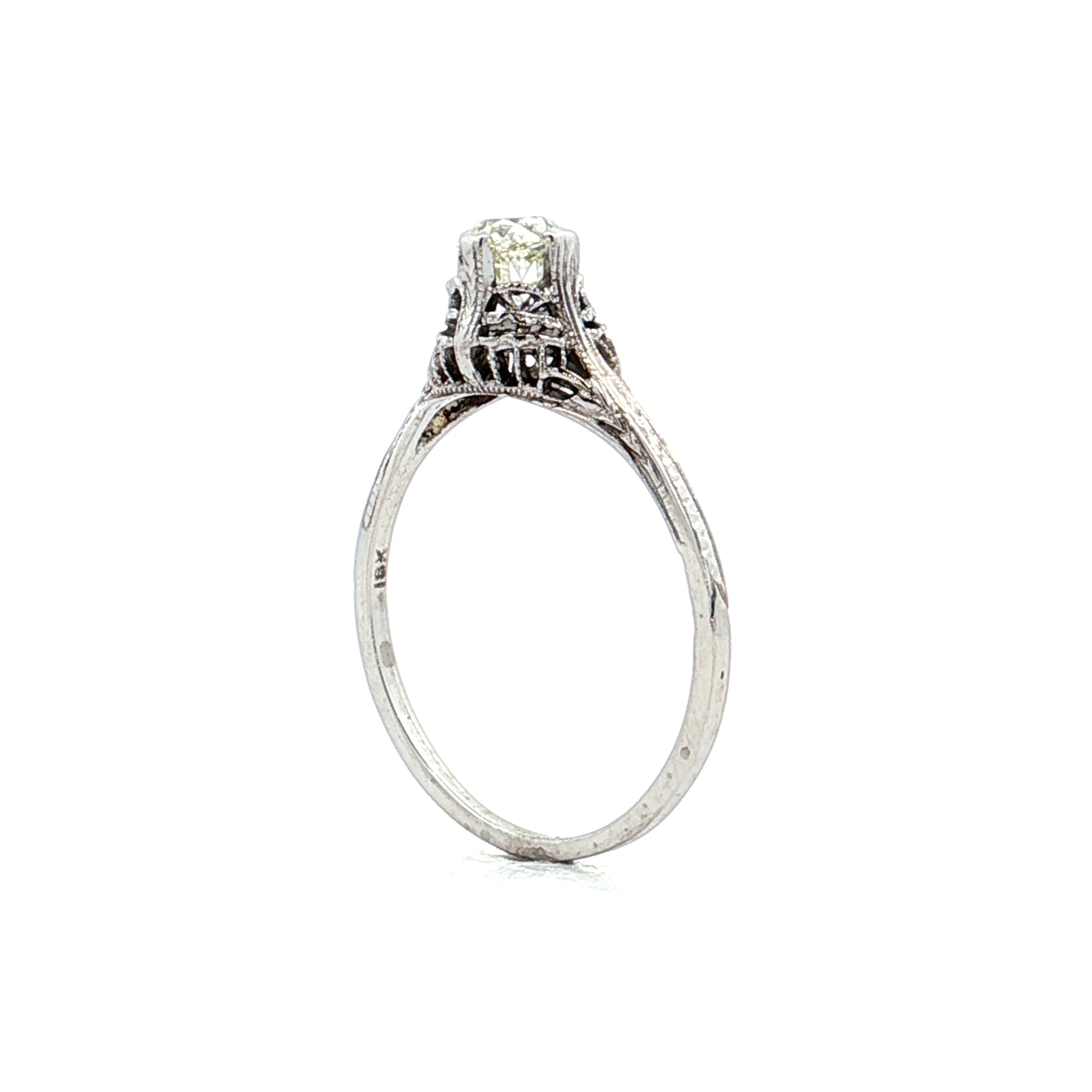 .47 Antique Old Mine Diamond Engagement Ring 18k - Image 5