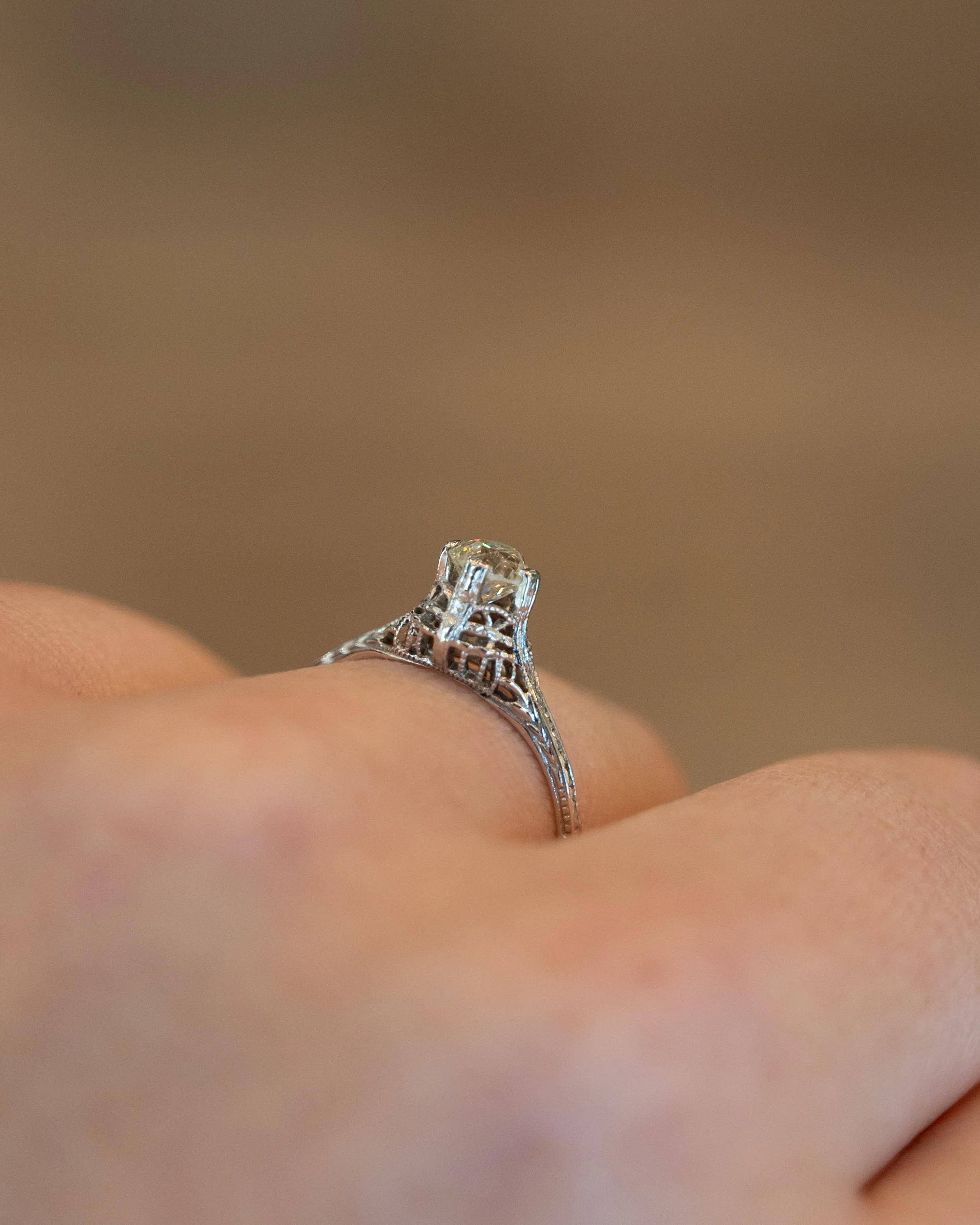 .47 Antique Old Mine Diamond Engagement Ring 18k - Image 8