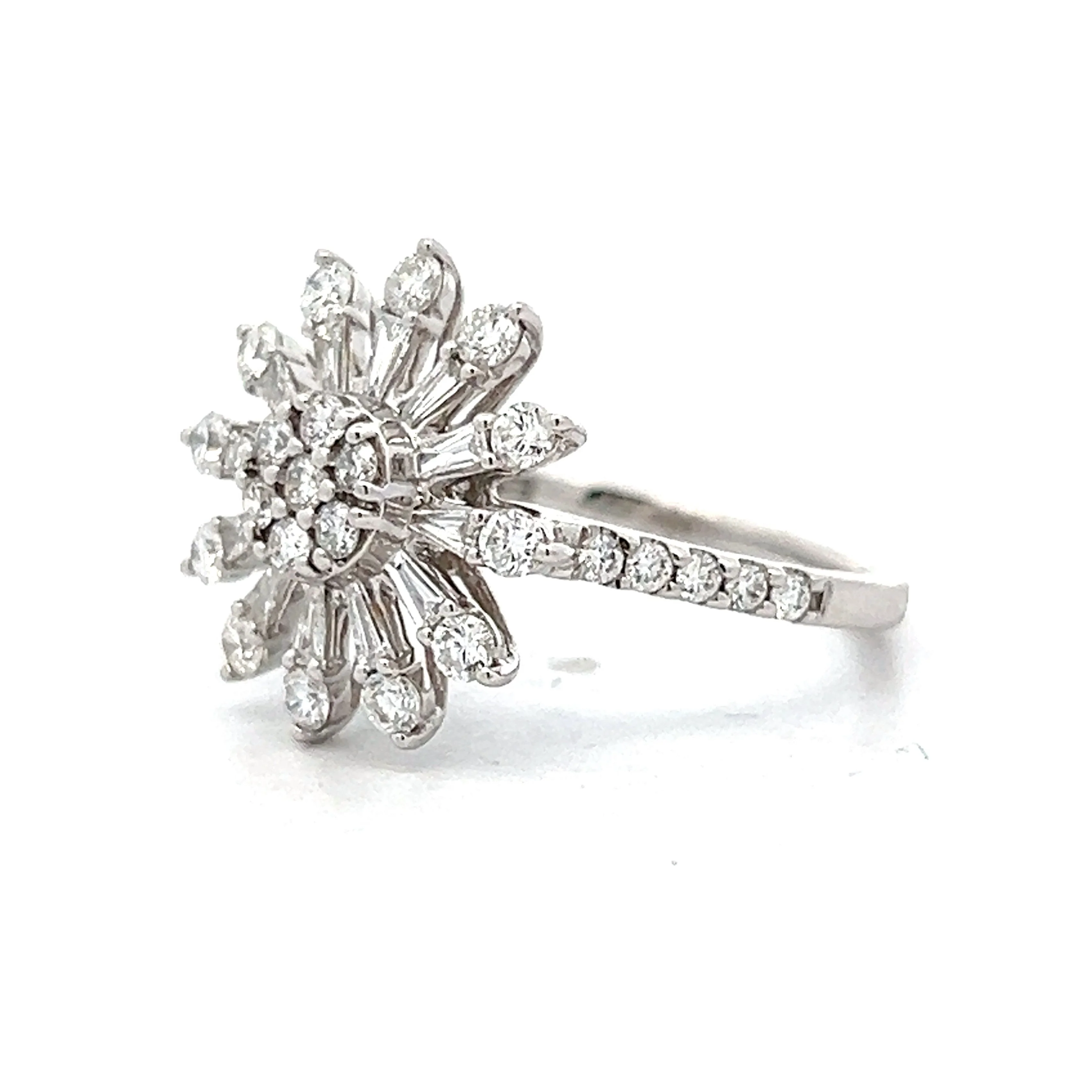 .47 Diamond Sunburst Cocktail Ring in 14k White Gold - Image 2