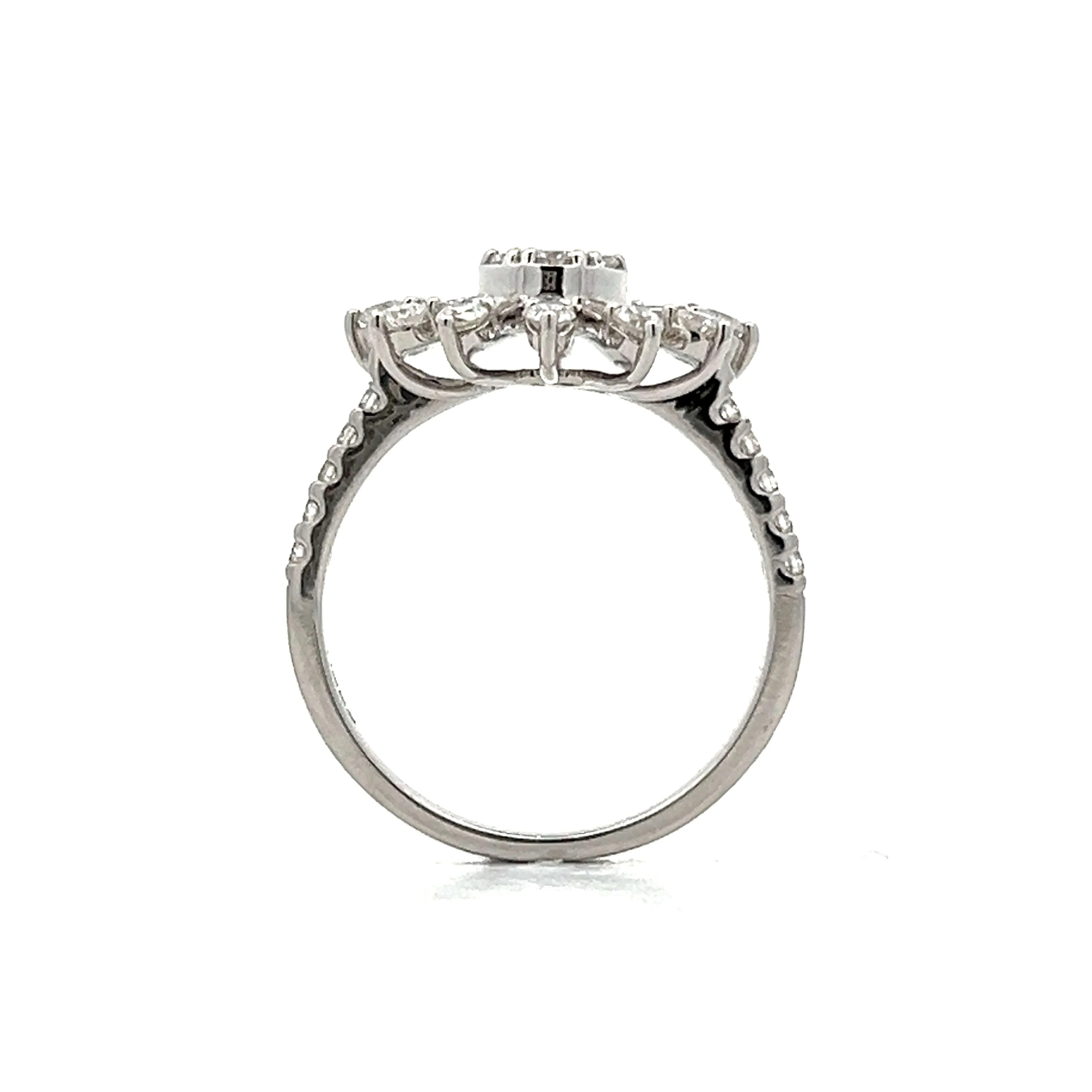 .47 Diamond Sunburst Cocktail Ring in 14k White Gold - Image 4