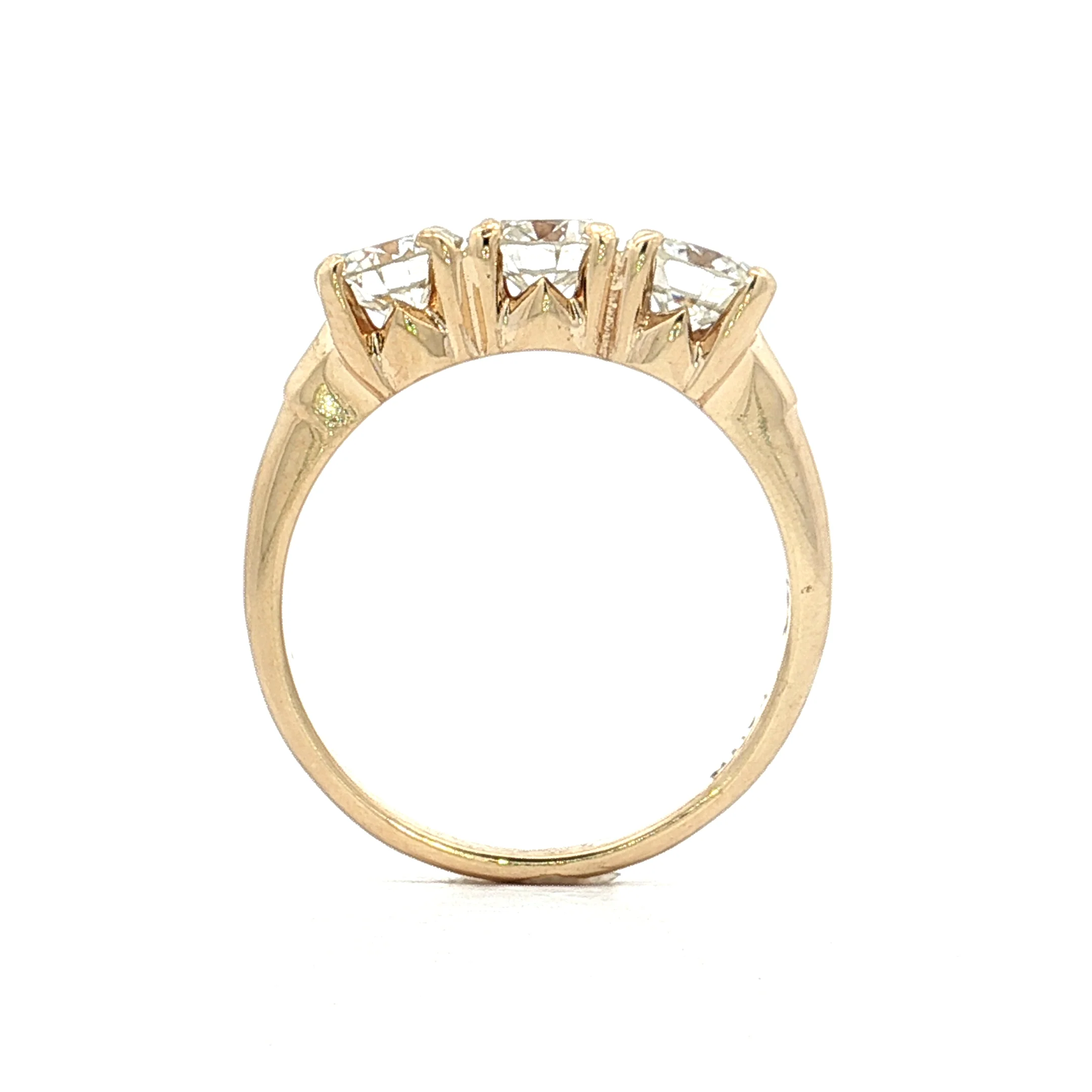 .47 Three Stone Diamond Engagement Ring 10k Yellow Gold - Image 4