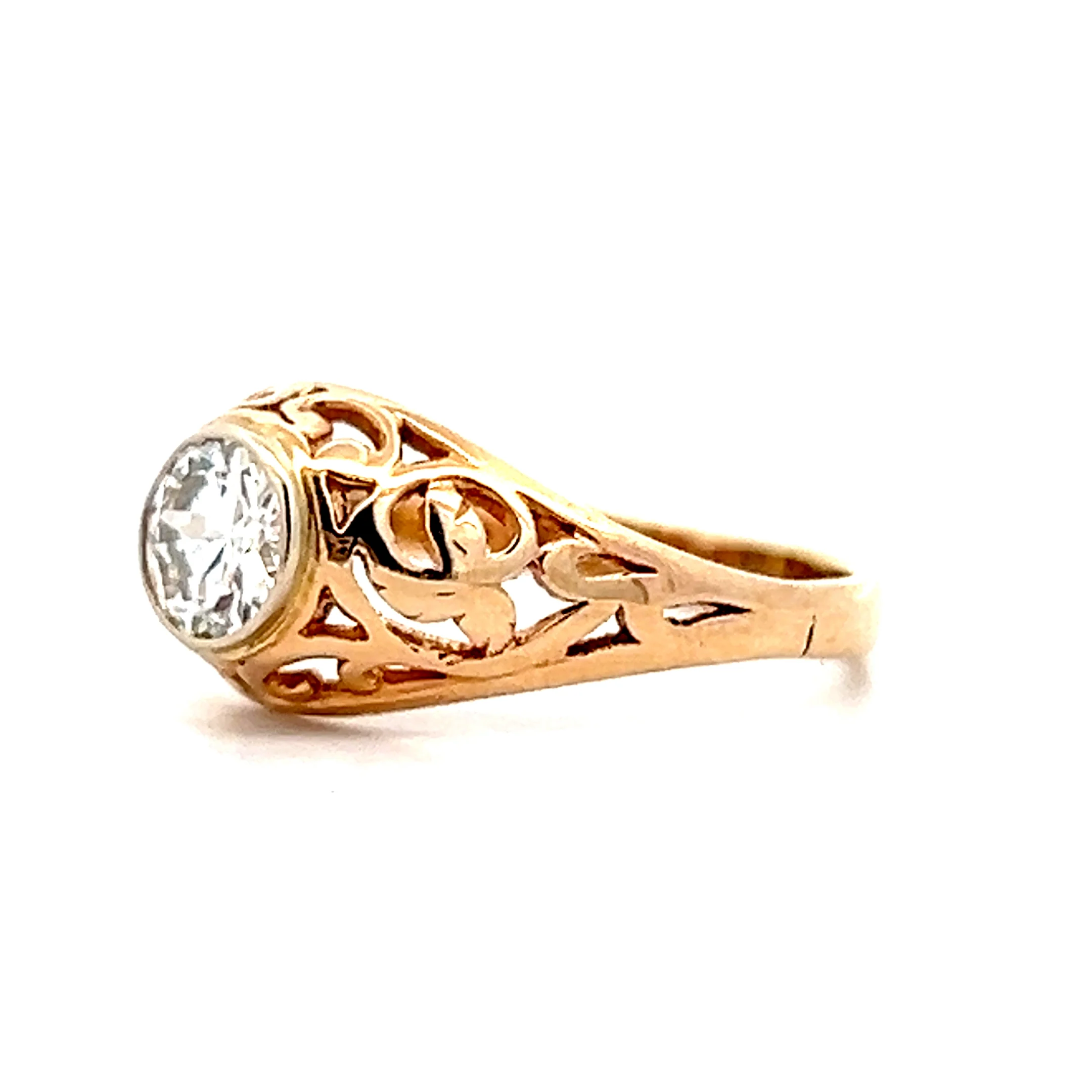 .47 Vintage Art Deco Filigree Engagement Ring Yellow Gold - Image 2