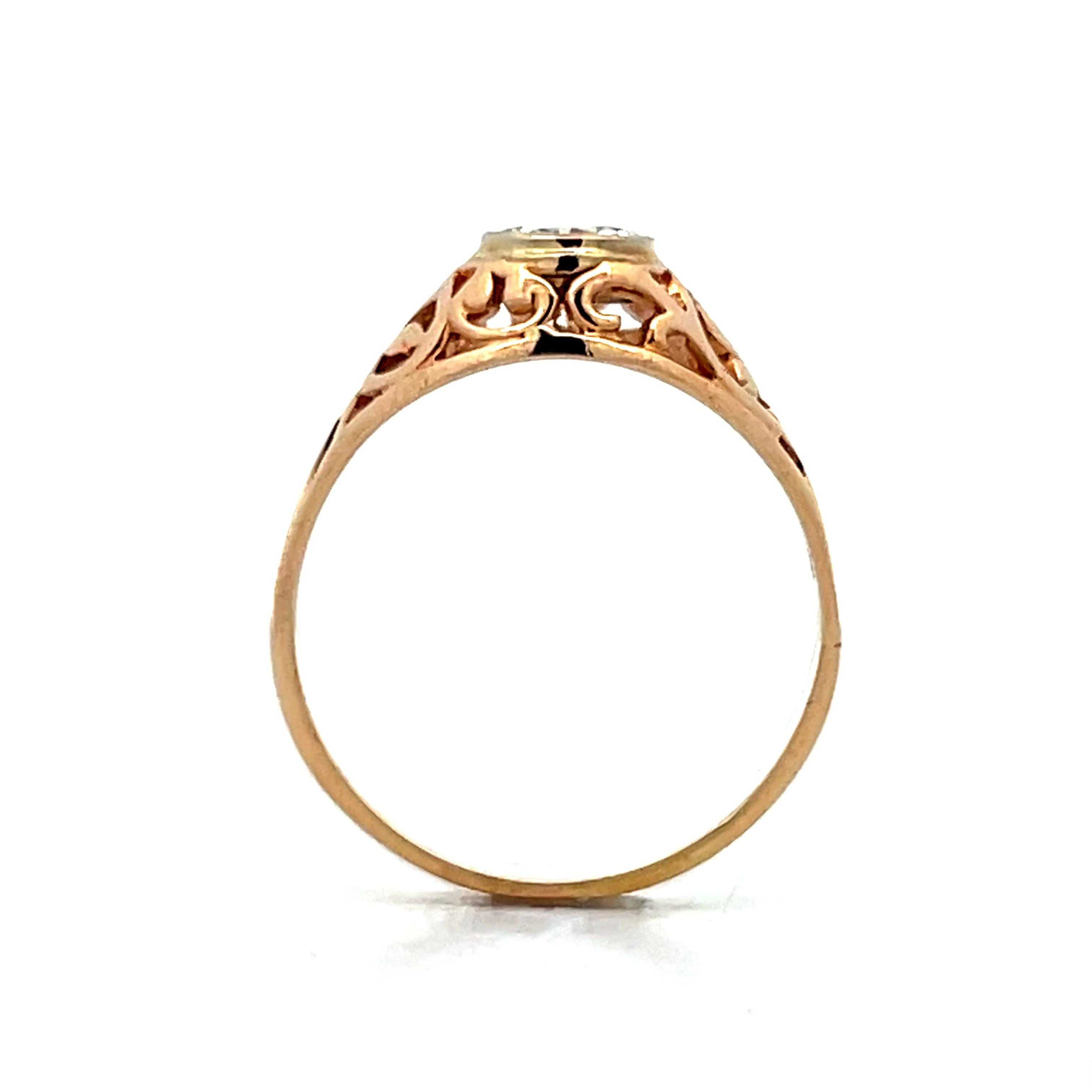 .47 Vintage Art Deco Filigree Engagement Ring Yellow Gold - Image 4