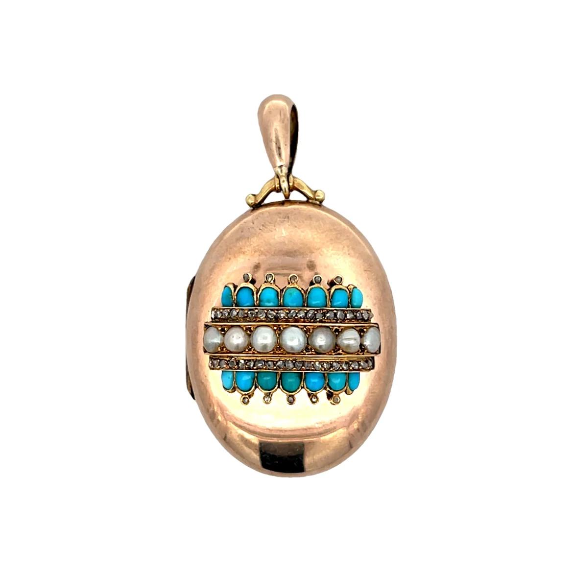 .48 Antique Victorian Diamond & Turquoise Pendant in 10K