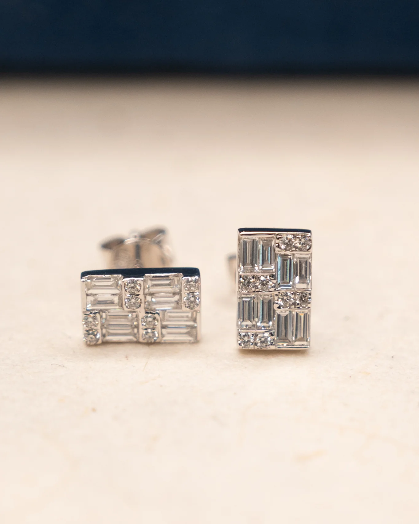 .48 Baguette & Round Diamond Cluster Earrings 14k - Image 4