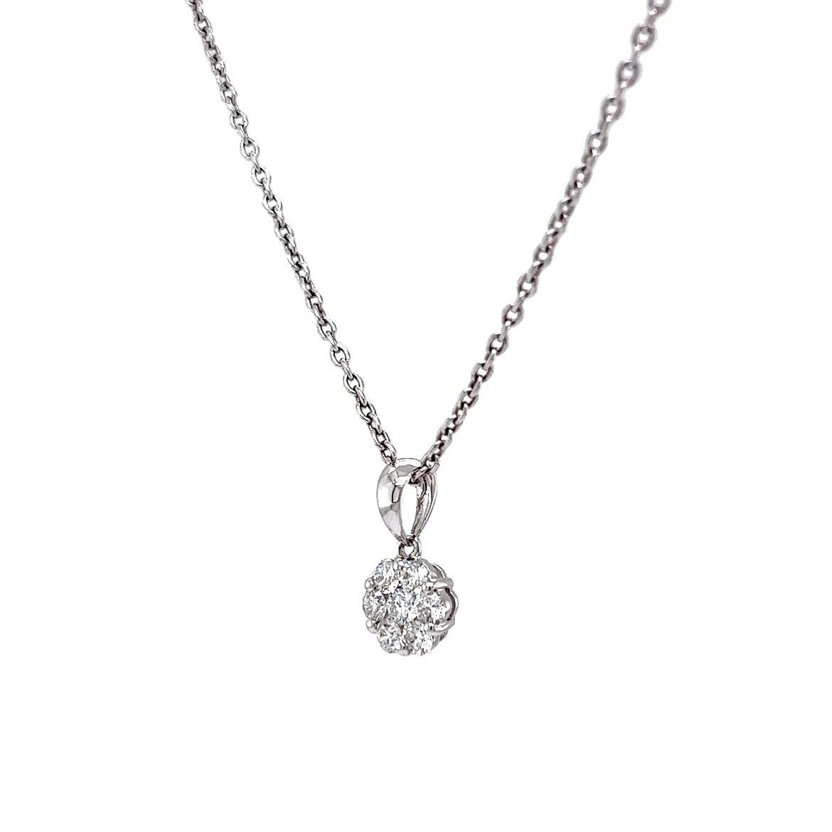 .48 Diamond Cluster Pendant Necklace in 14k White Gold - Image 2