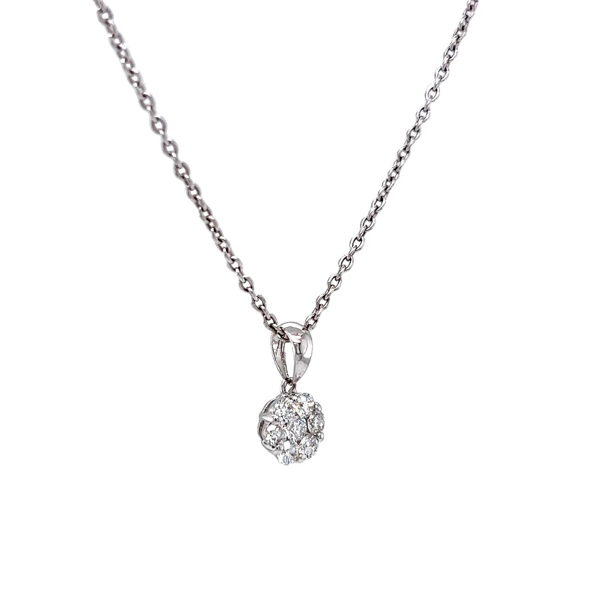 .48 Diamond Cluster Pendant Necklace in 14k White Gold - Image 3