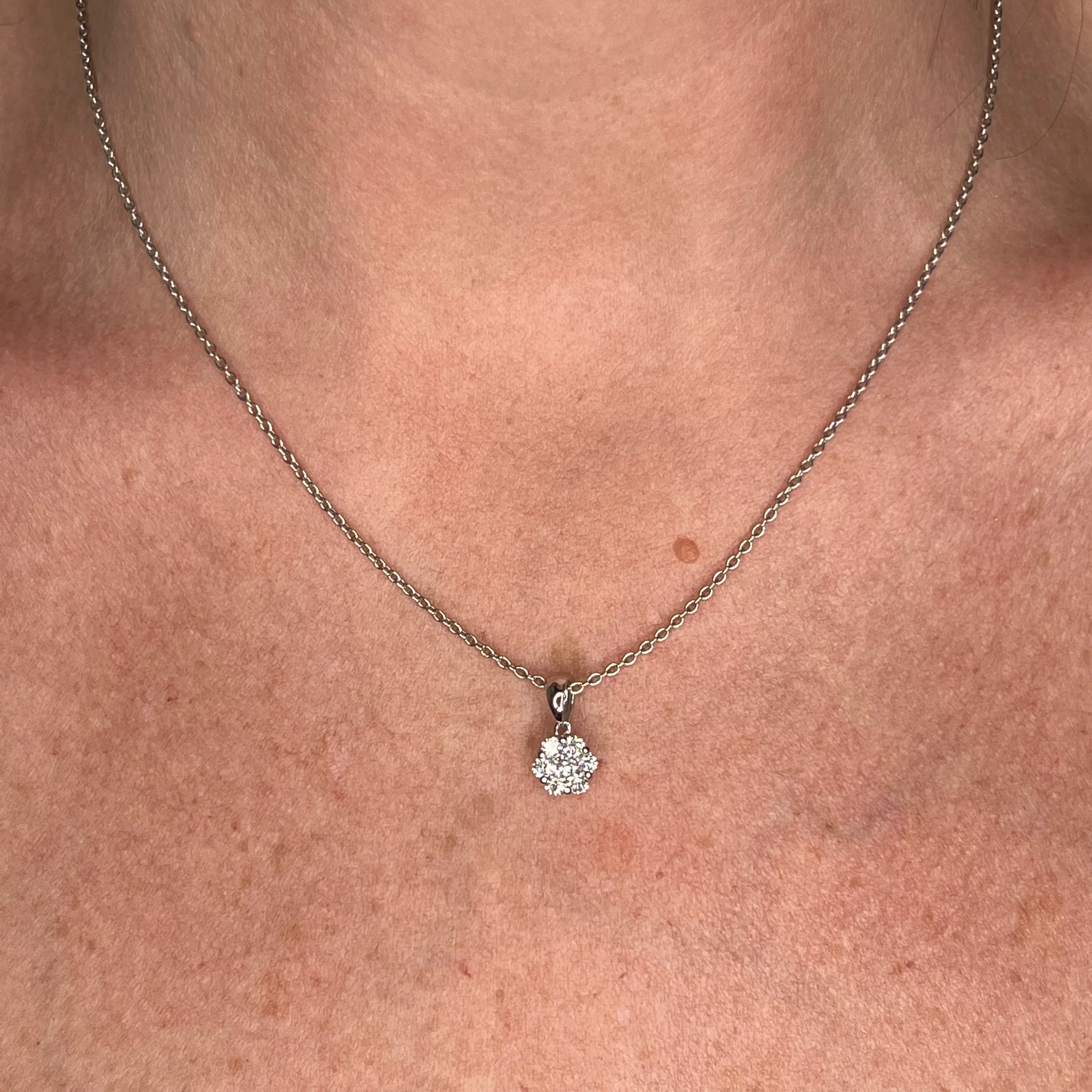 .48 Diamond Cluster Pendant Necklace in 14k White Gold - Image 4