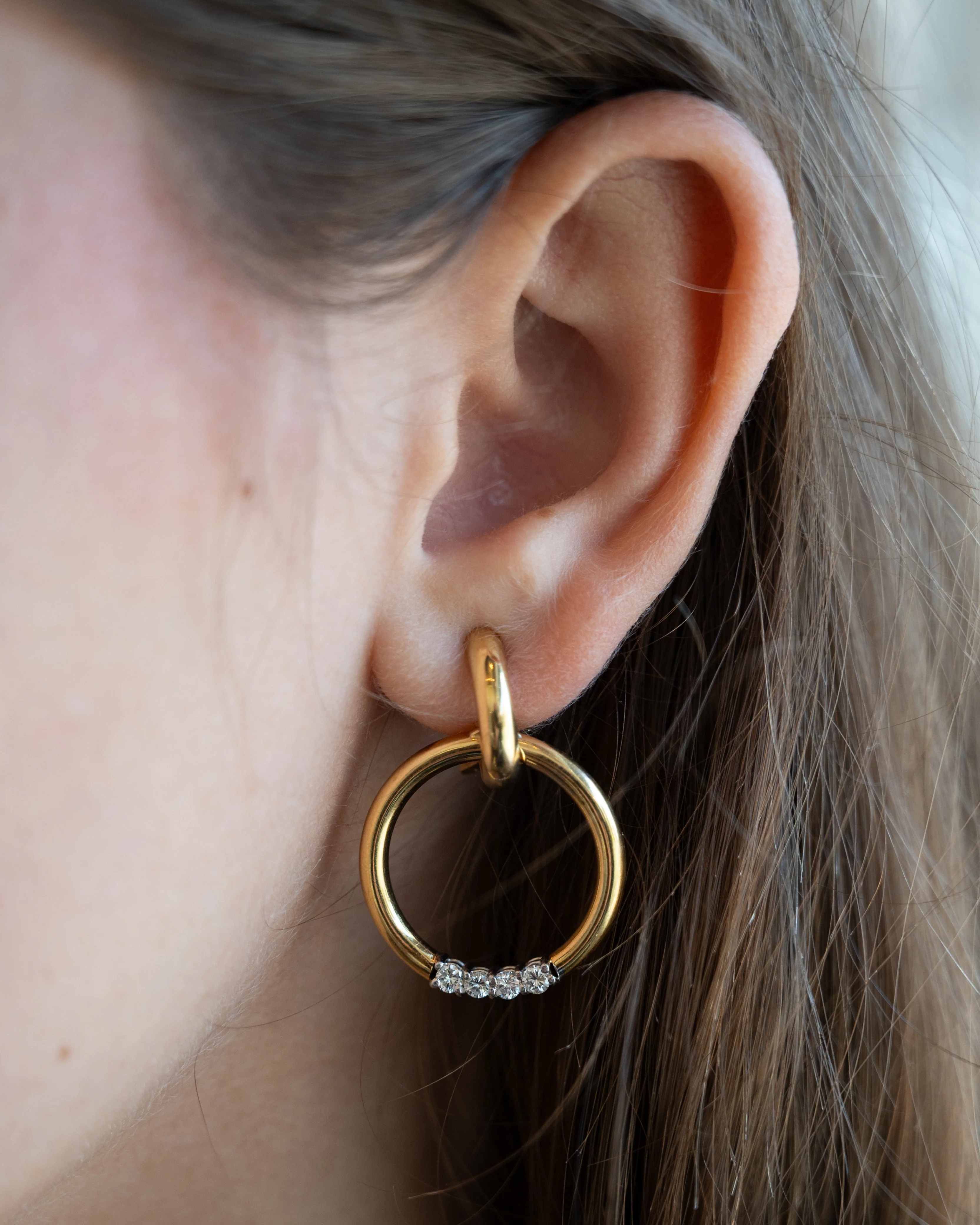 .48 Diamond Hoop Earrings in 18k Yellow Gold - Image 4